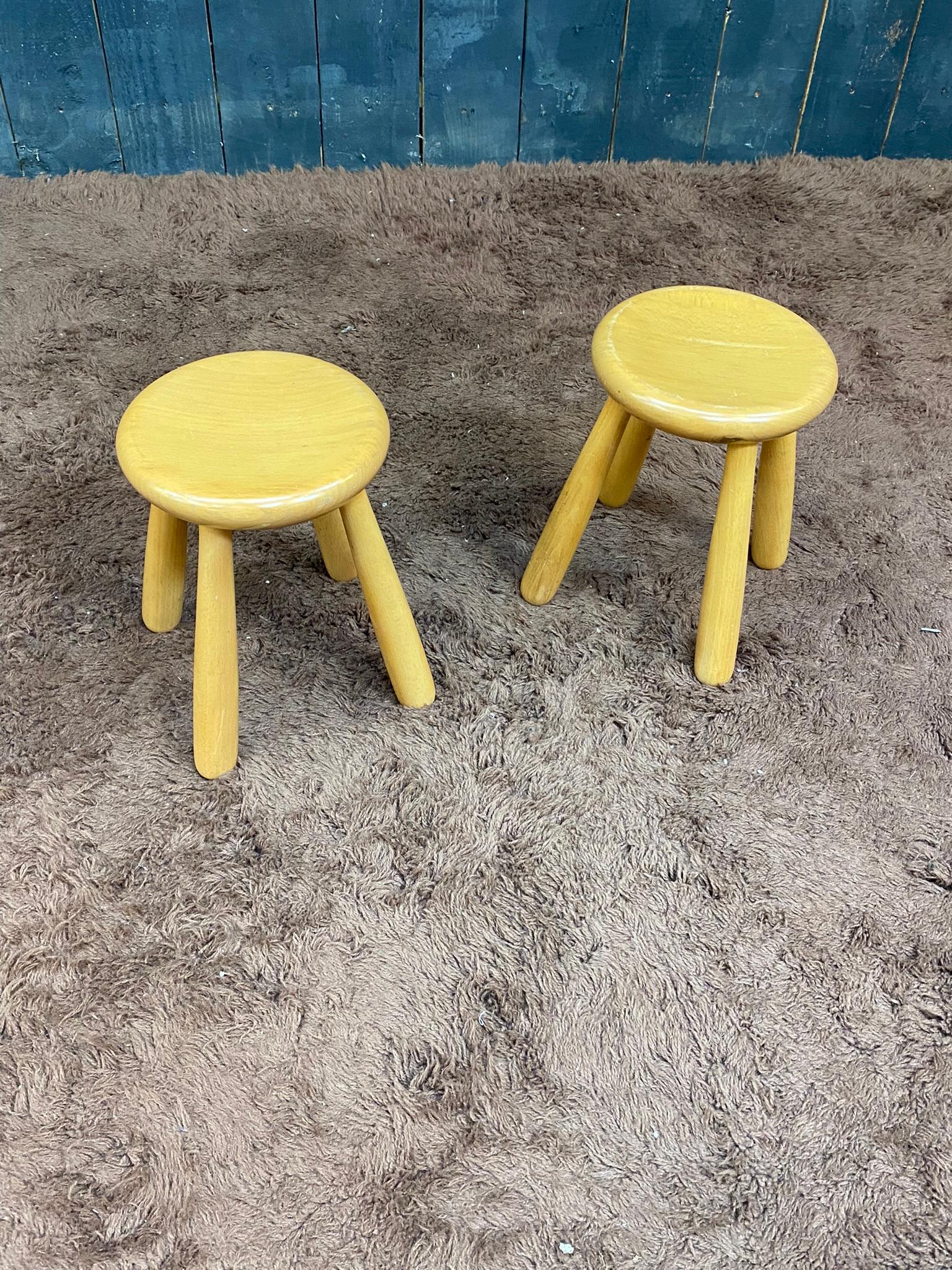 Pair of small stools, circa 1970.