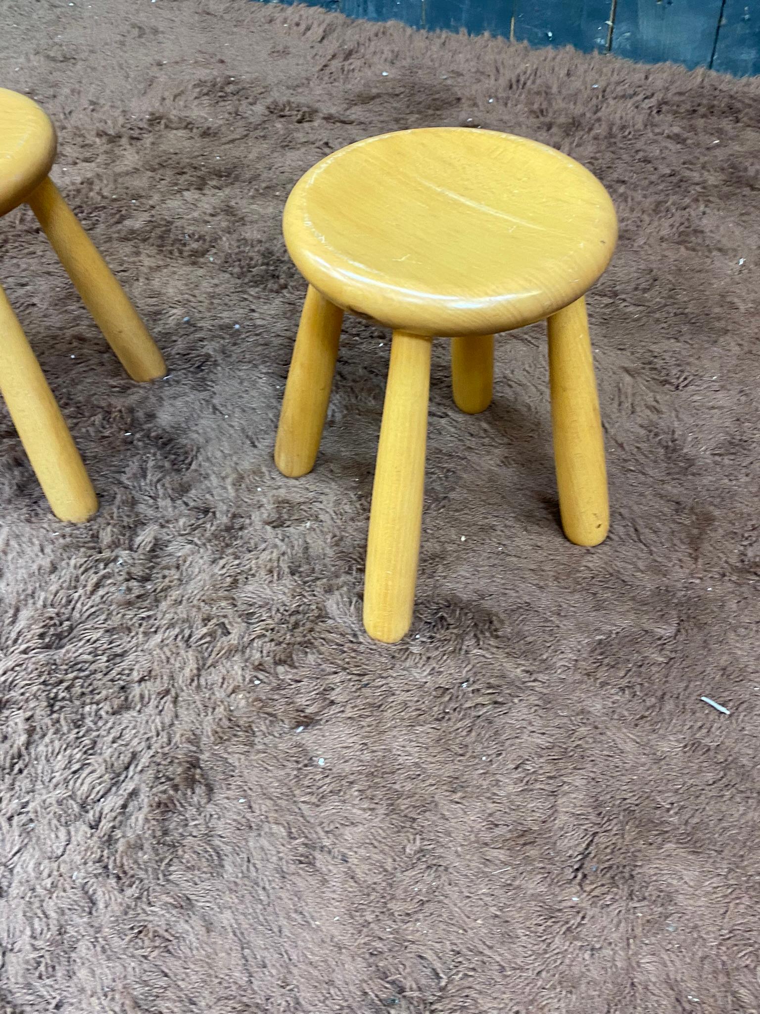 Mid-Century Modern Pair of Small Stools, circa 1970 For Sale