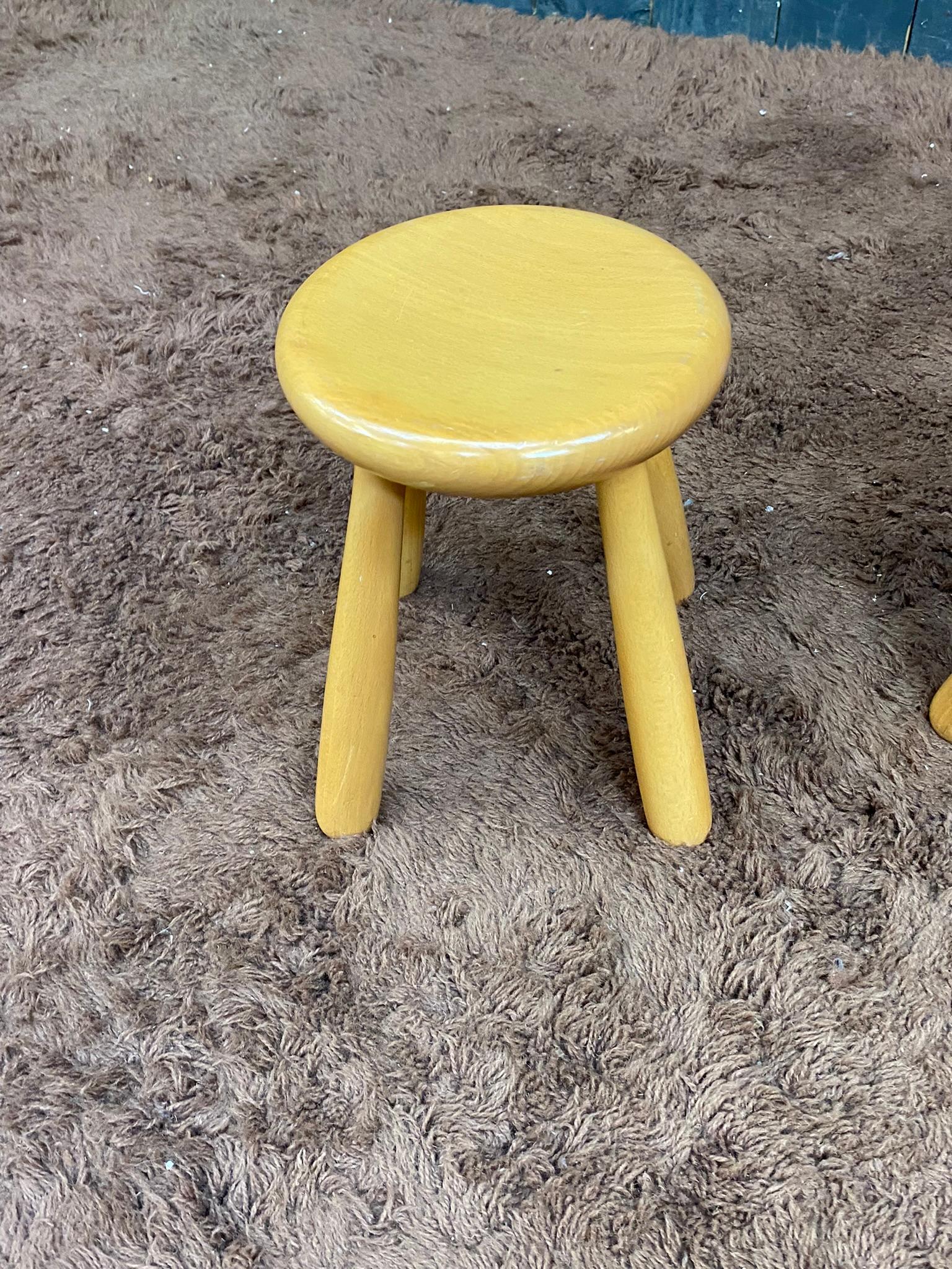 French Pair of Small Stools, circa 1970 For Sale