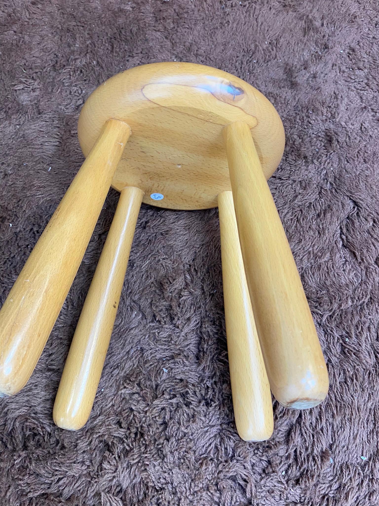 Beech Pair of Small Stools, circa 1970 For Sale