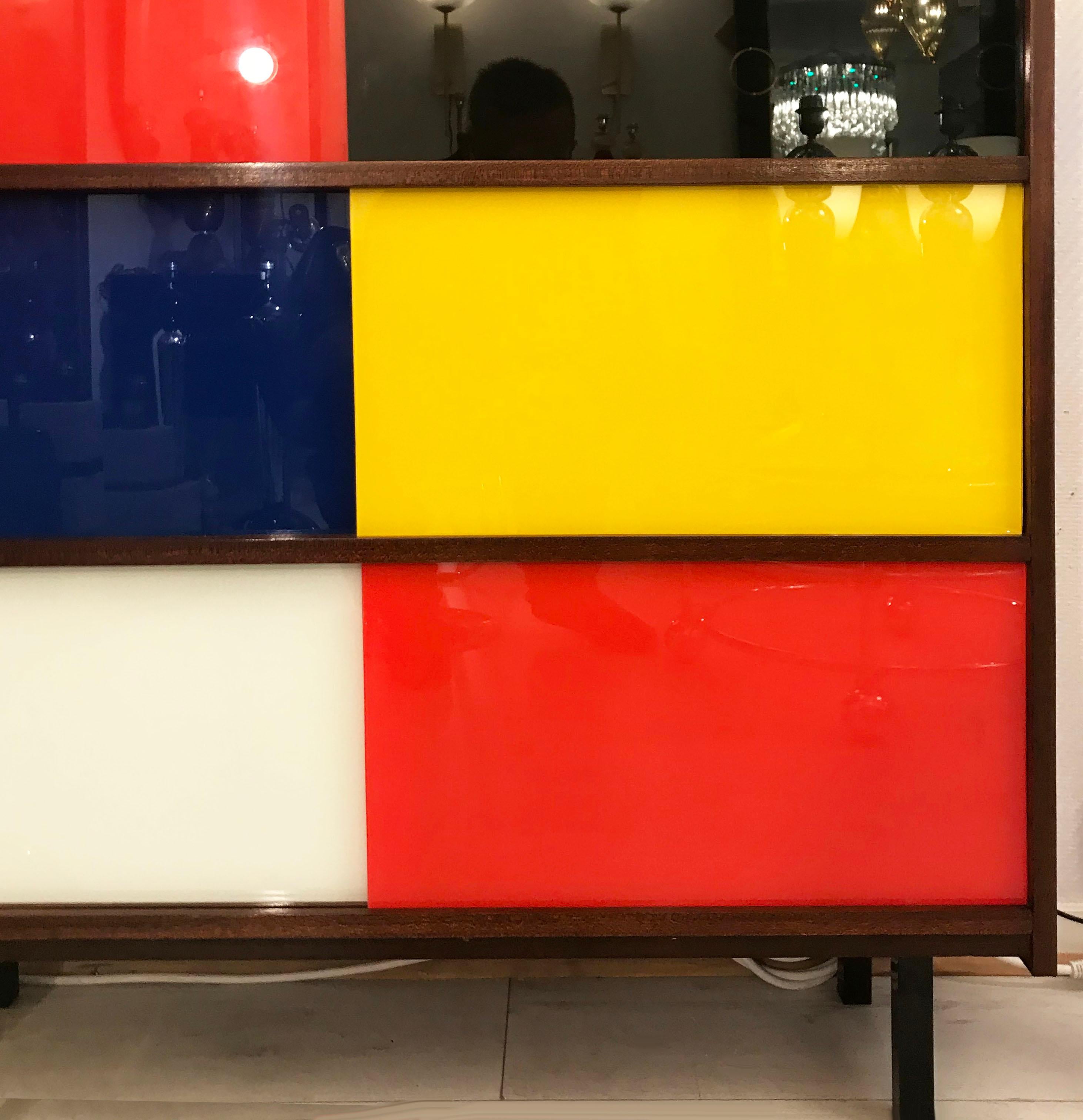 Mid-20th Century Pair of Small Storage Furniture in De Stijl or Mondrian Style