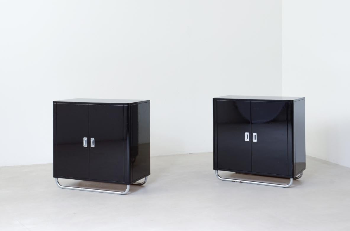 Bauhaus Pair of small storage units in lacquered wood For Sale