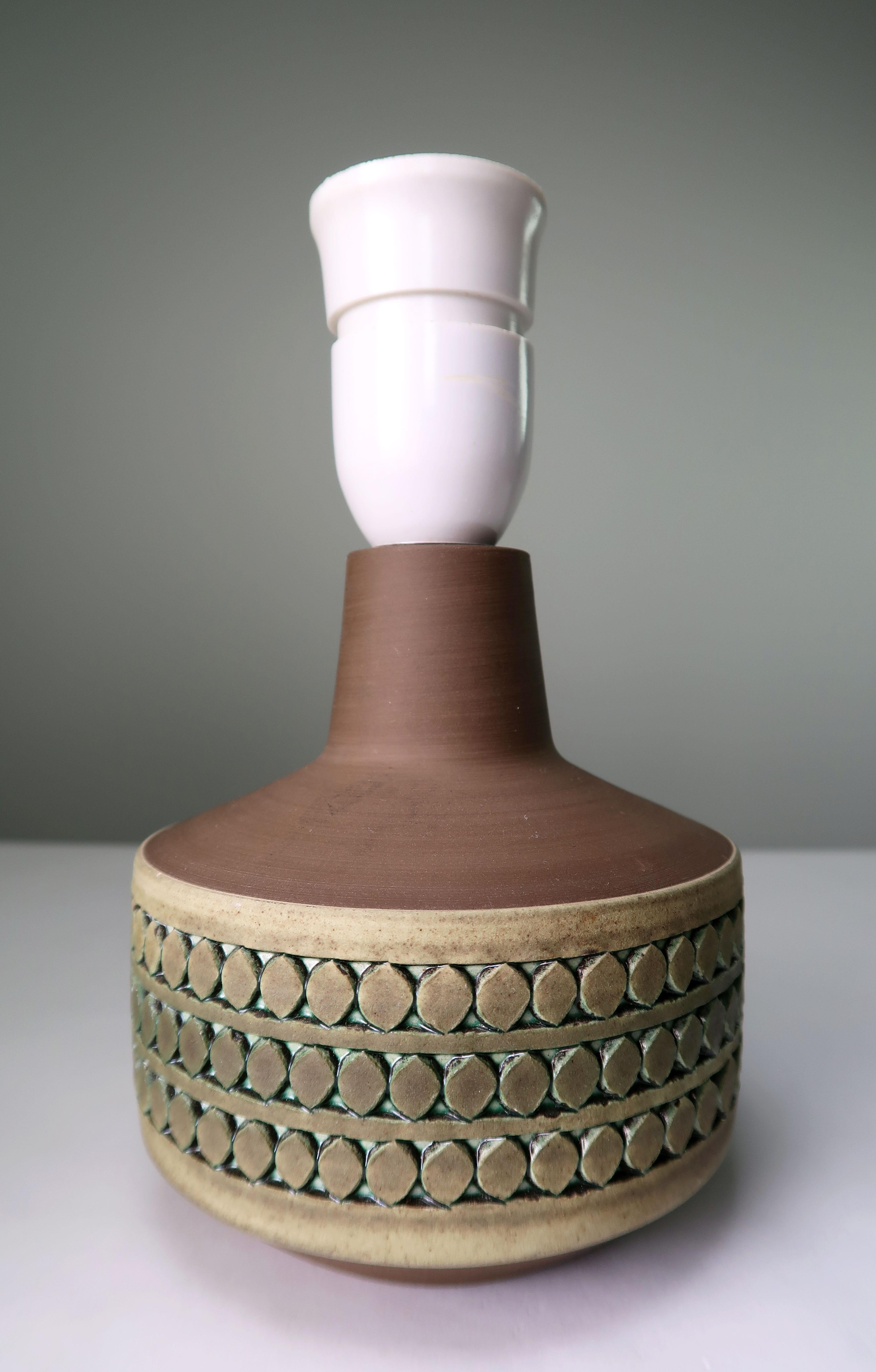 Tomas Anagrius, Keramik-Tischlampen mit grafischem grünem Dekor, 1960er-Jahre im Angebot 3