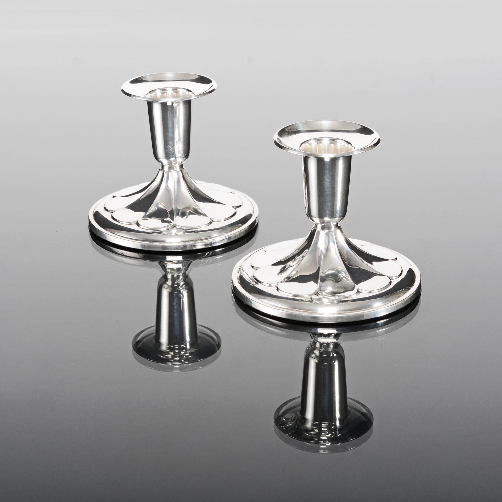 20th Century Pair of Small Swedish Silver Candlesticks