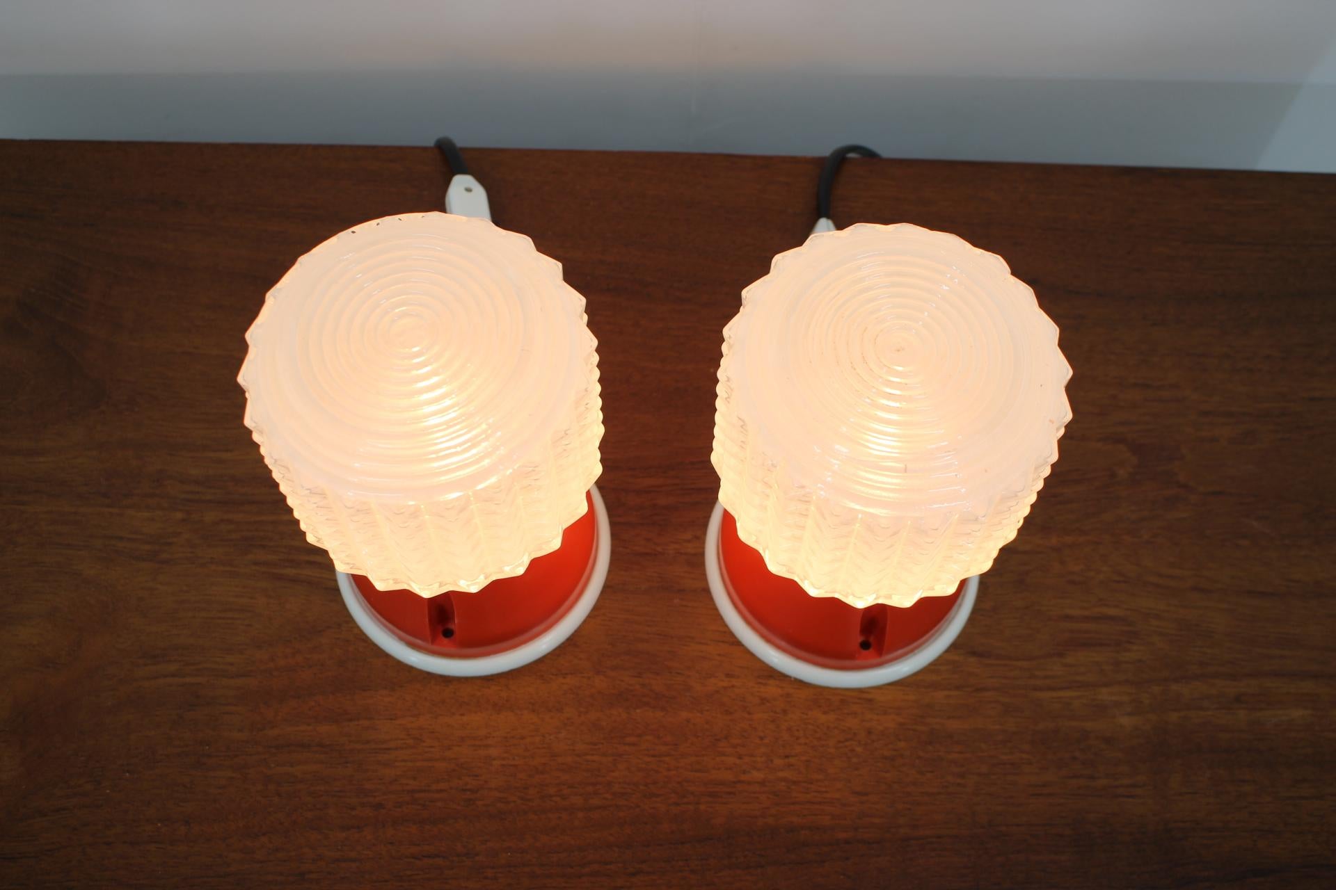 Czech Pair of Small Table Lamps, 1980 For Sale
