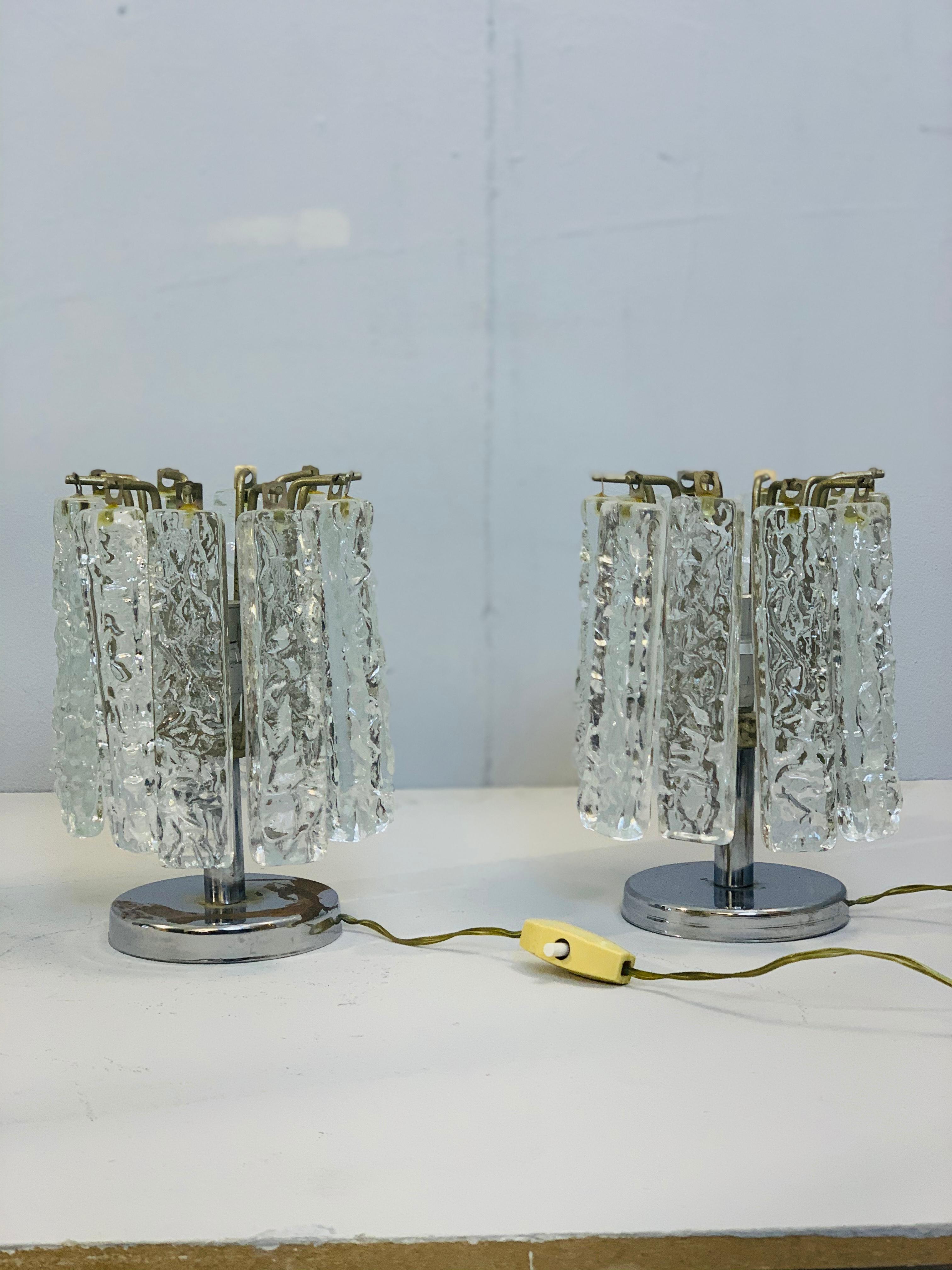 Pair of small table lamps attributed to Venini, circa 1960.