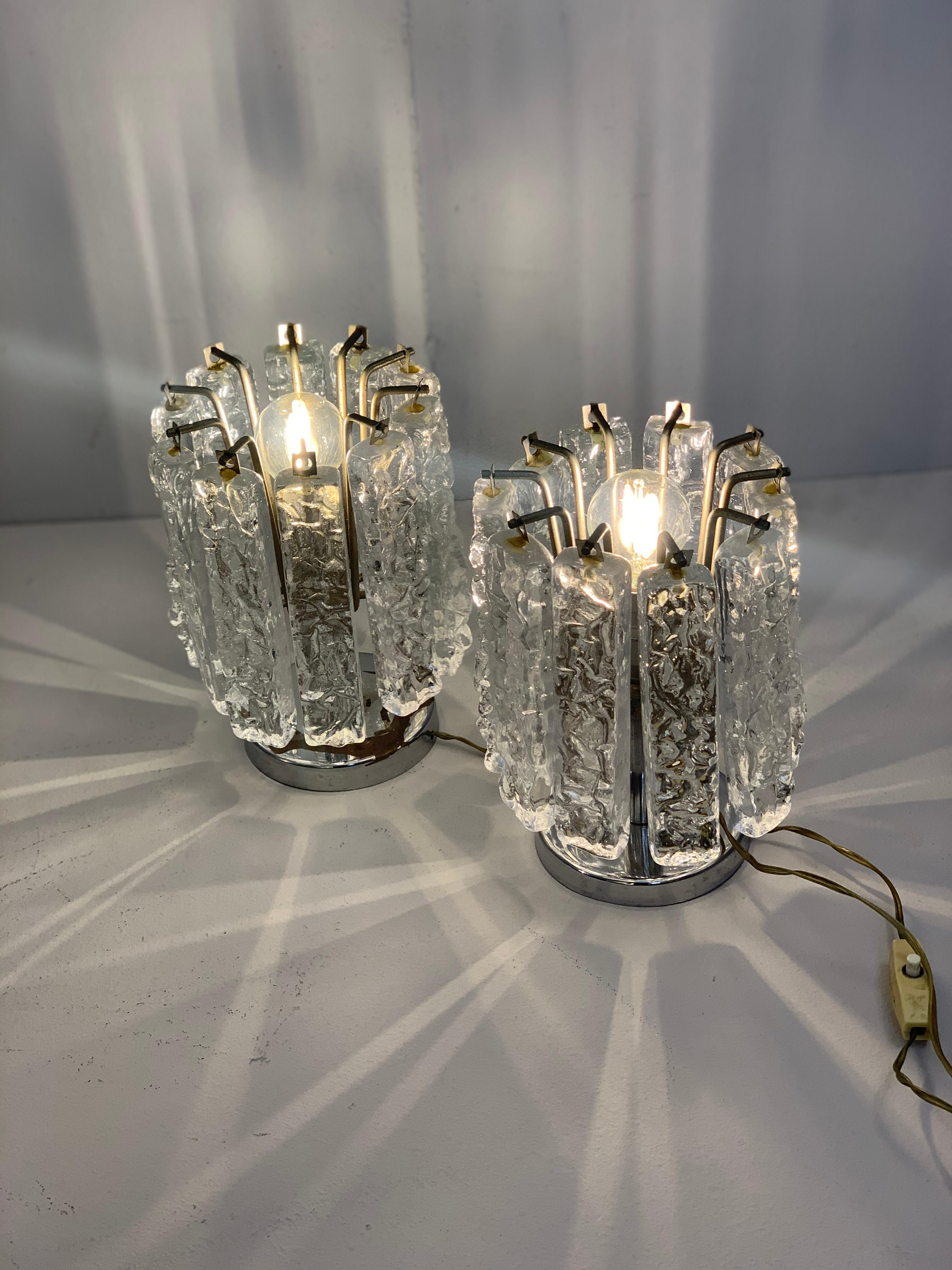 Glass Pair of Small Table Lamps Attributed to Venini, circa 1960