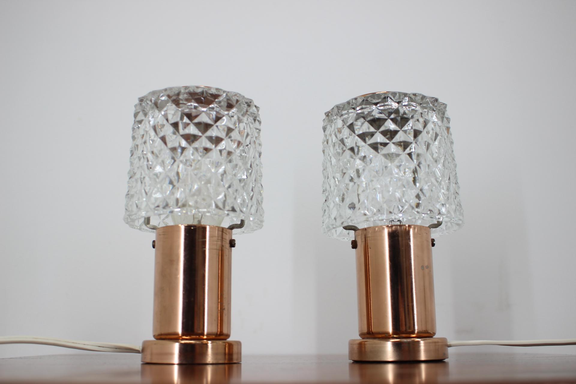 Mid-Century Modern Pair of Small Table Lamps, Preciosa, 1960s