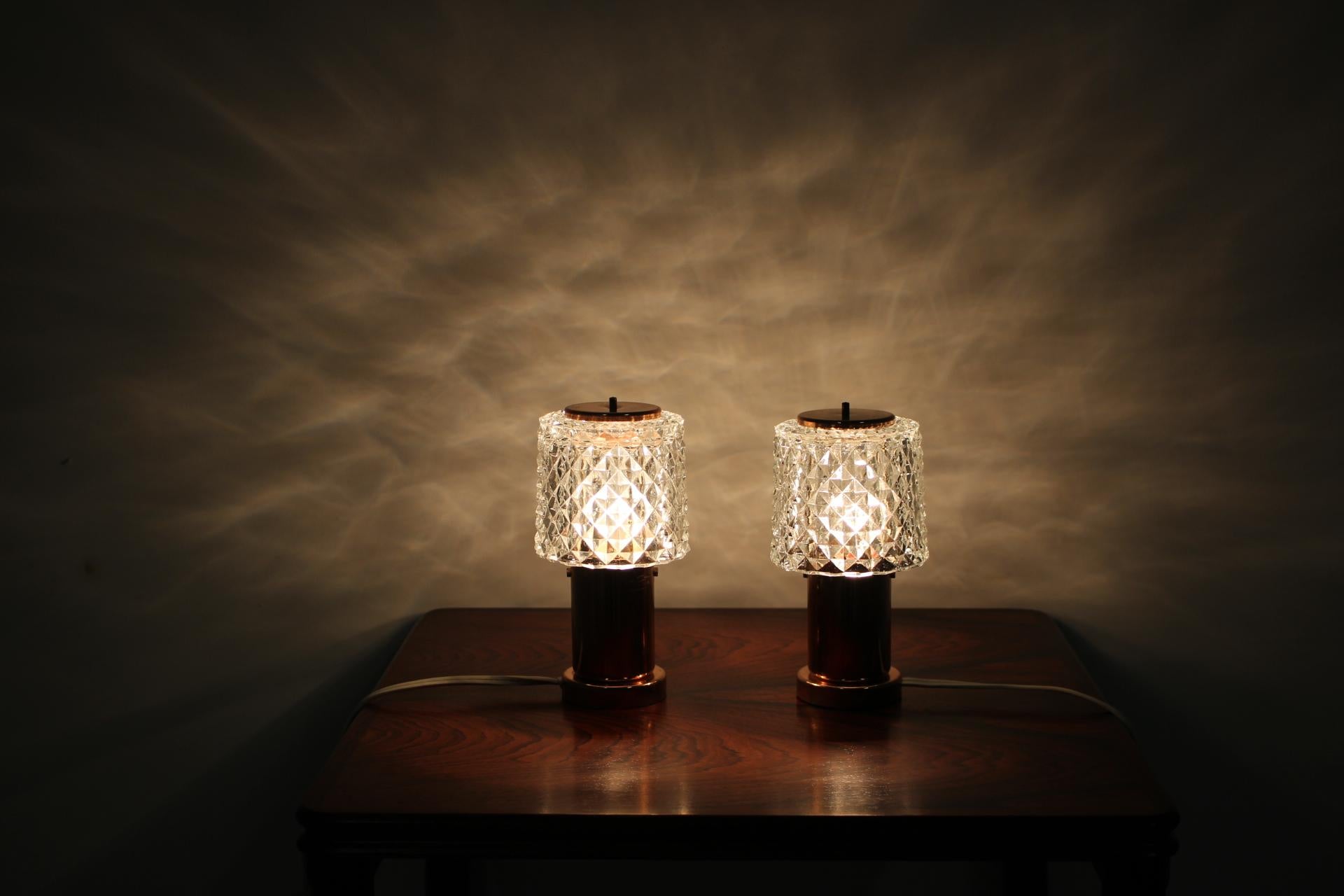 Pair of Small Table Lamps, Preciosa, 1960s 1