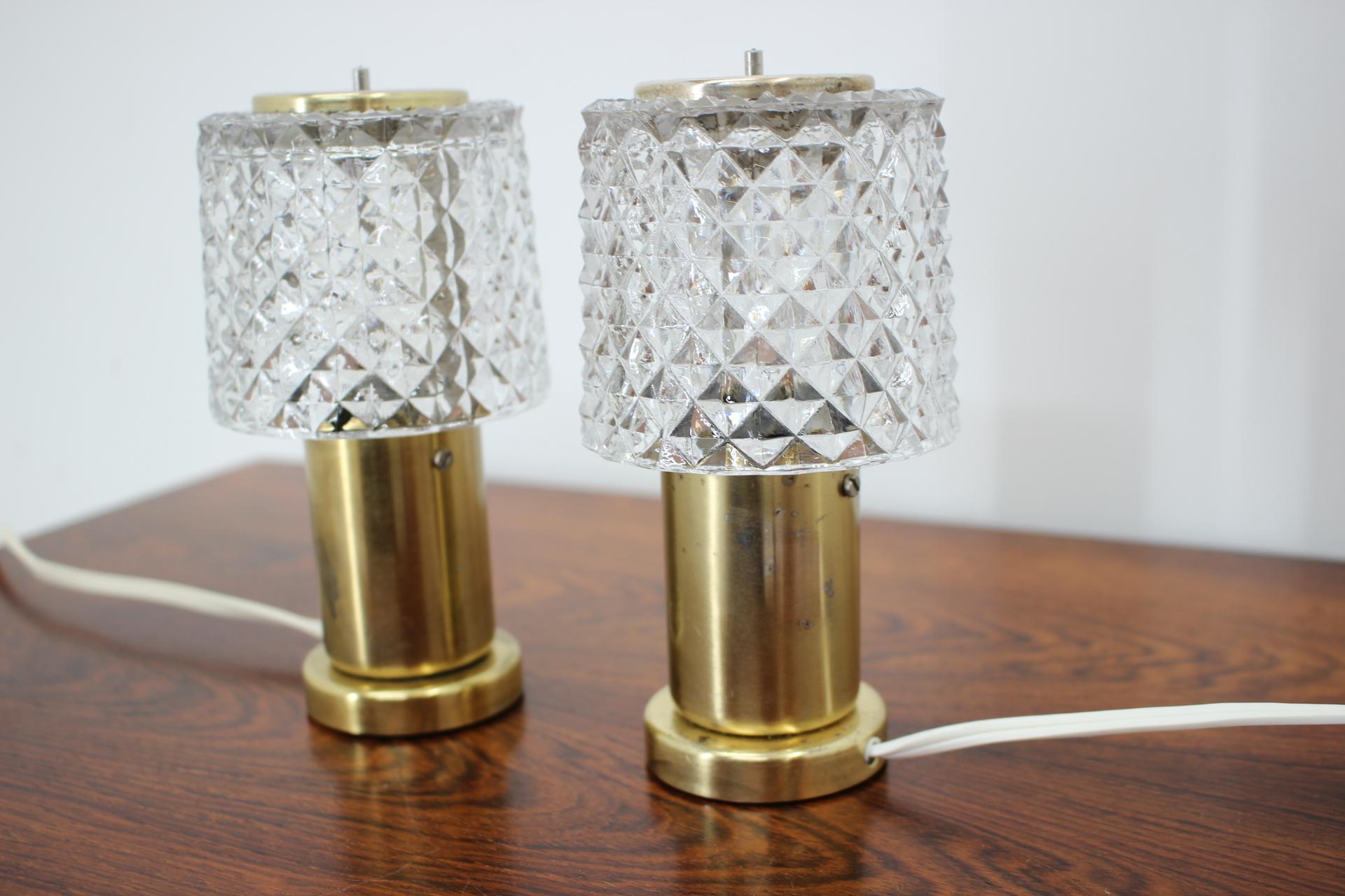 Pair of Small Table Lamps, Preciosa, 1970s In Good Condition In Praha, CZ