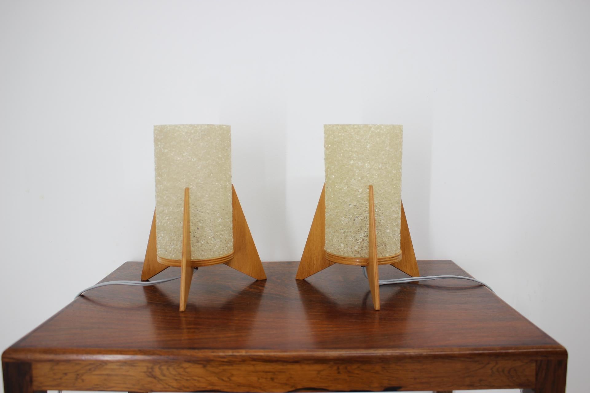 Mid-Century Modern Pair of Small Table Lamps, Rockets, 1970s