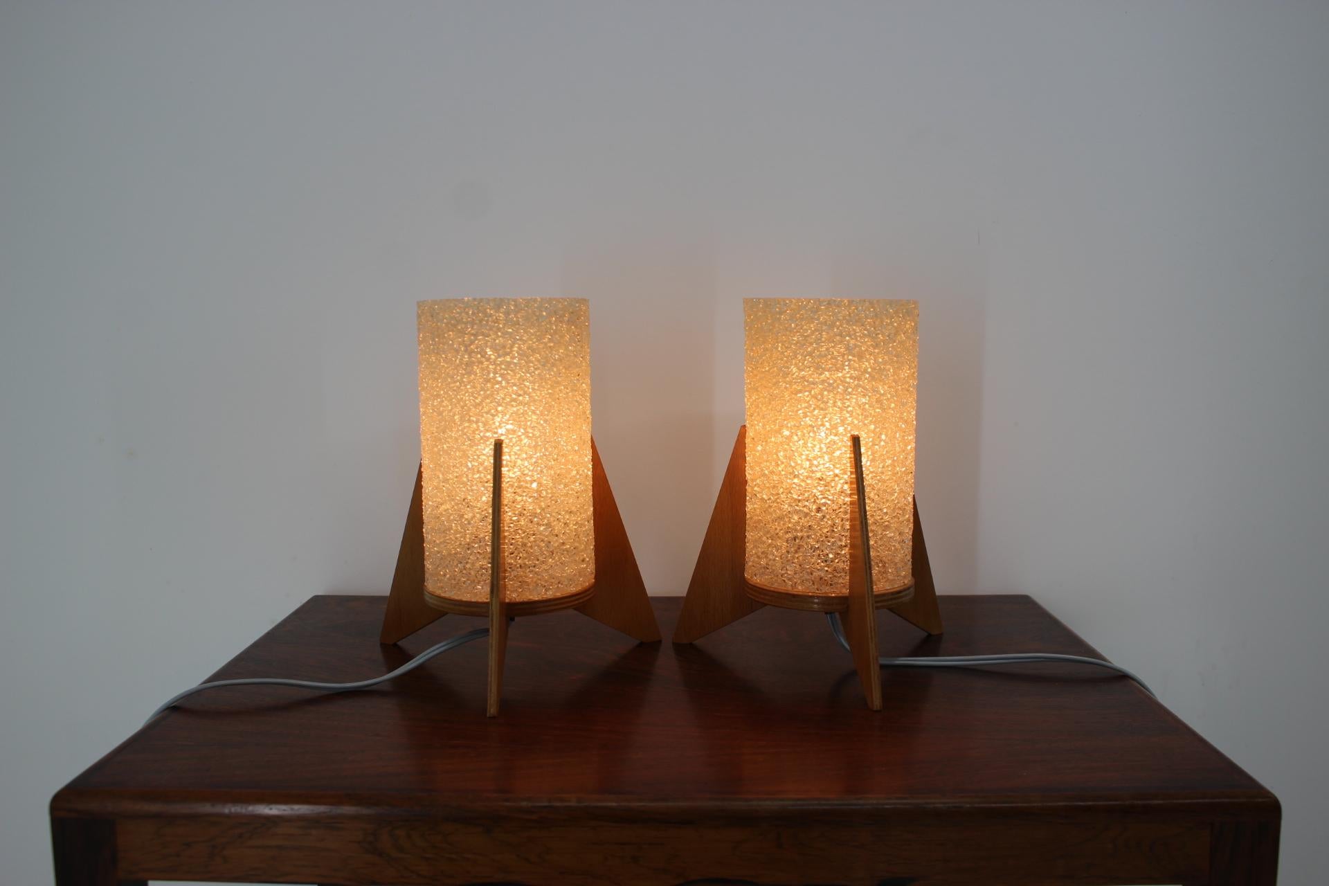 Late 20th Century Pair of Small Table Lamps, Rockets, 1970s