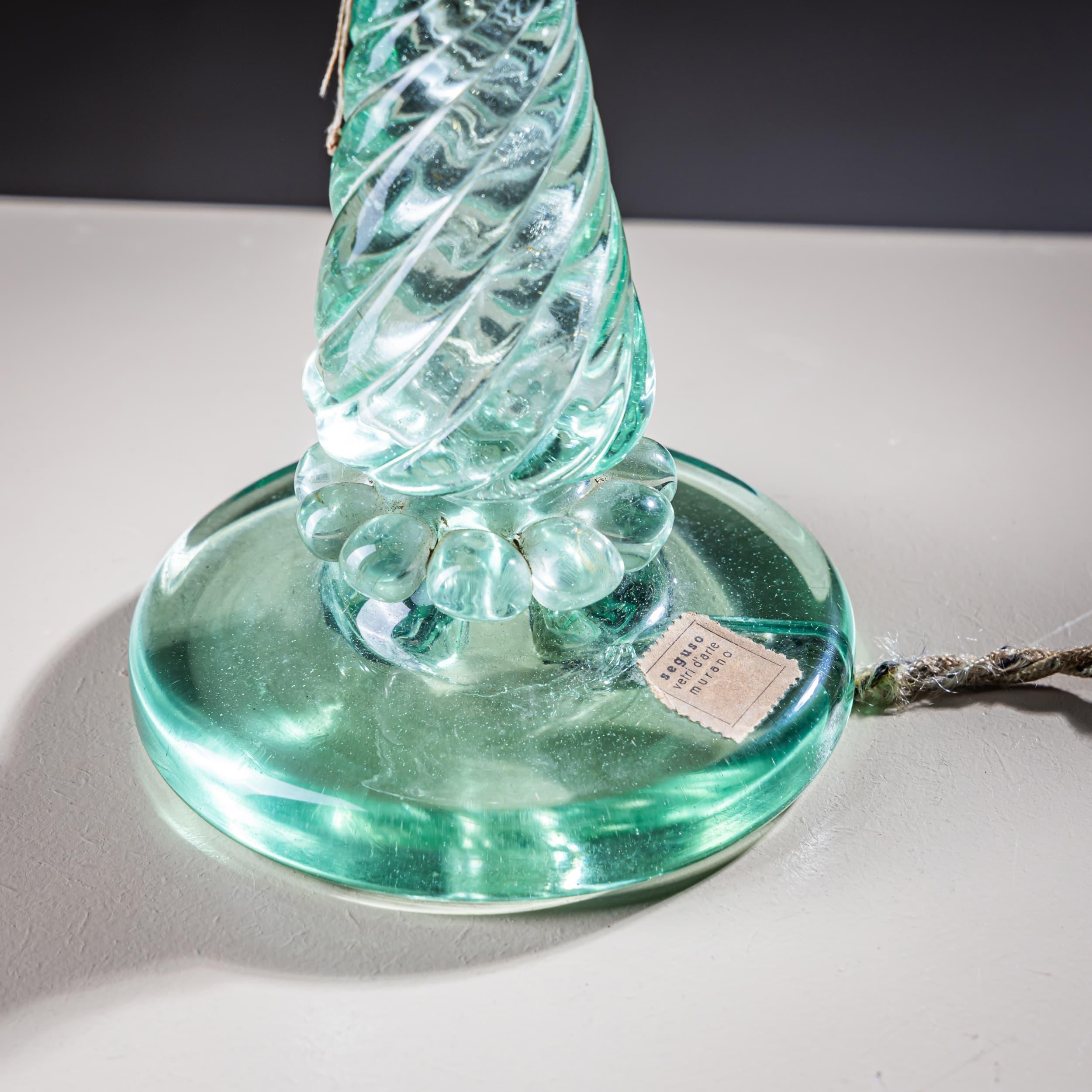 Verre d'art Paire de petites lampes de table avec base en verre par Seguso Vetri d'Arte, Italie, années 1940 en vente