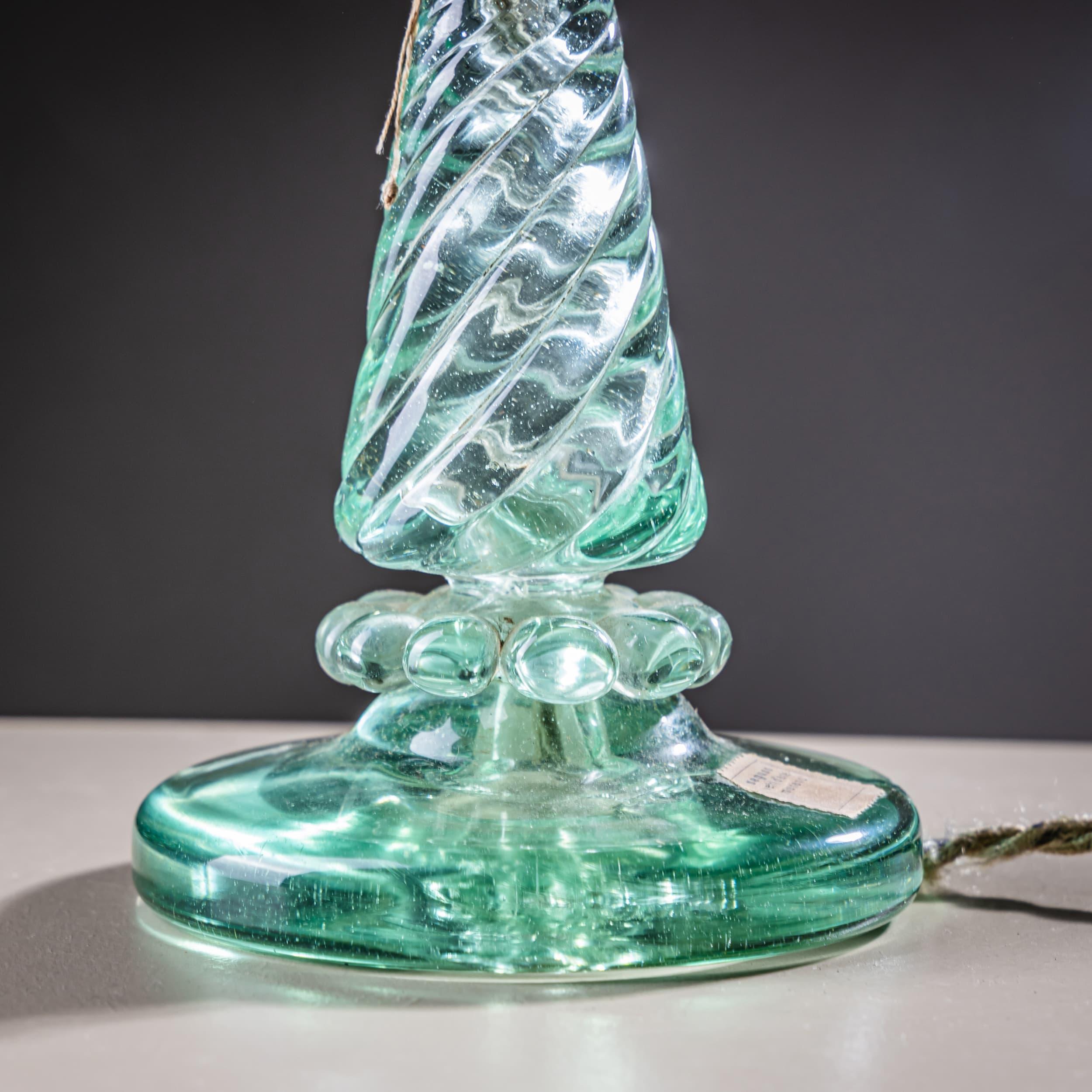 Paire de petites lampes de table avec base en verre par Seguso Vetri d'Arte, Italie, années 1940 en vente 3