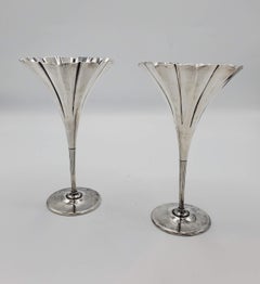 Pair of Small Tiffany & Co. Art Nouveau Sterling Silver Flower Shaped Vases