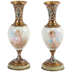 Pair of Small Vases in Sèvres Porcelain, 19th Century