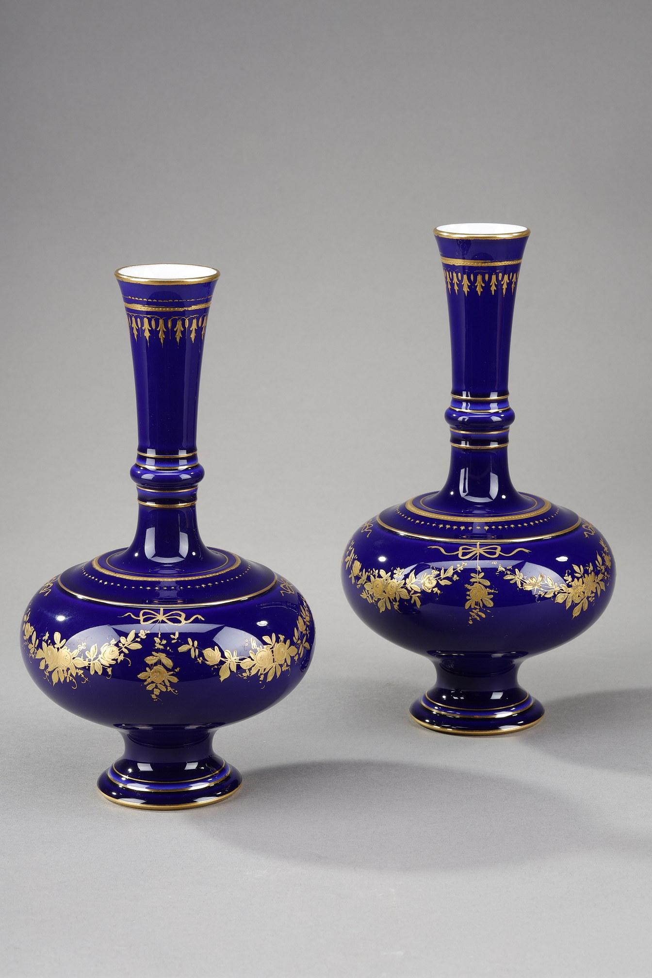 French Pair of Small Vases in Sevres Porcelain
