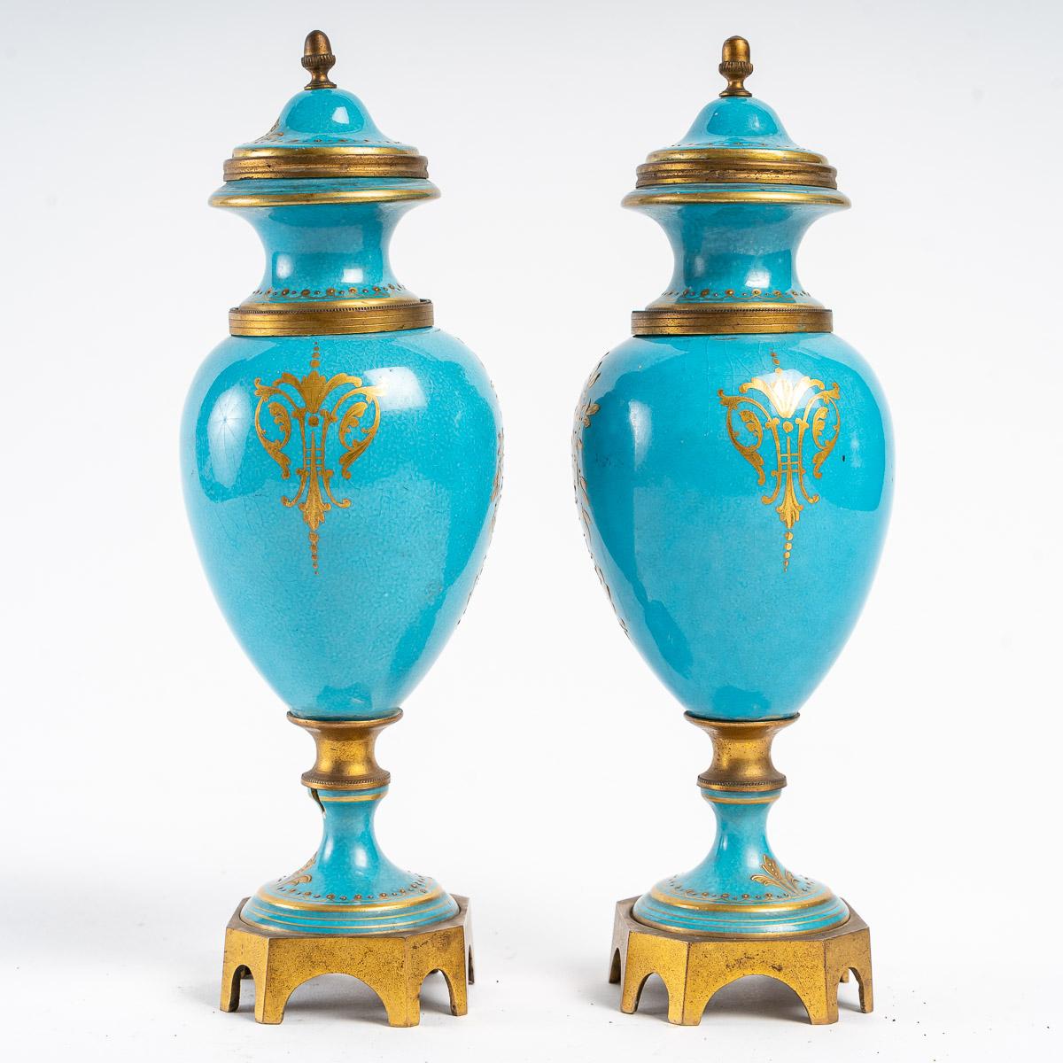 Napoleon III Pair of Small Vases in Sevres Porcelain For Sale