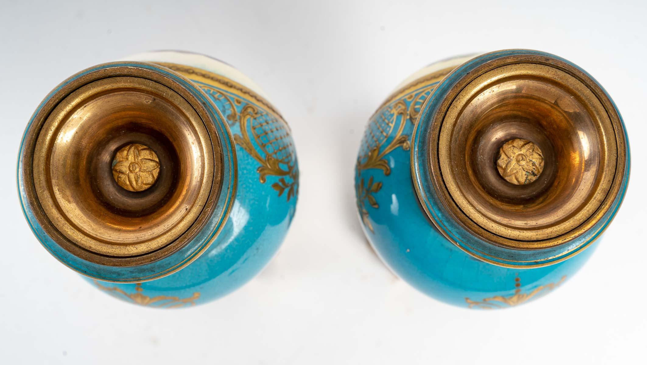 19th Century Pair of Small Vases in Sevres Porcelain For Sale