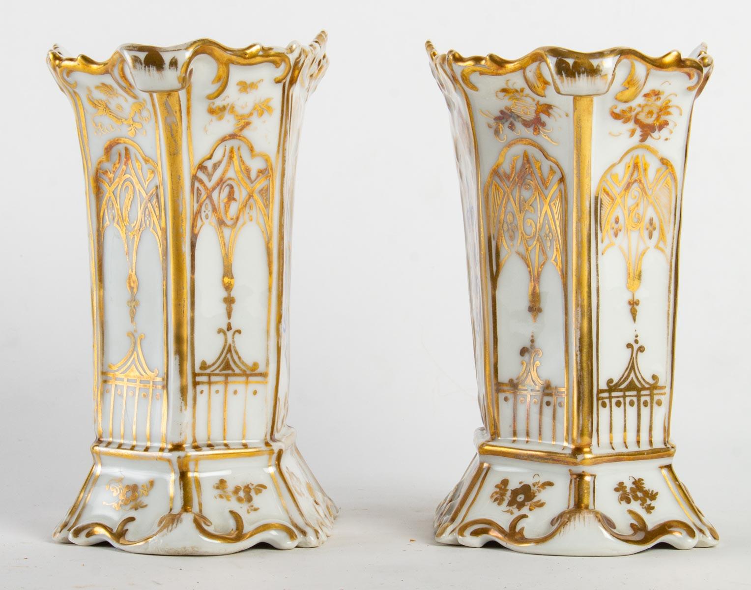 Pair of Small Vases, Paris in the Taste of Boyeux In Good Condition In Saint-Ouen, FR