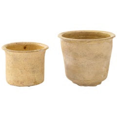 Pair of Small Very Thin Delicately Formed Ceramic Pots, Netherlands