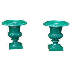 Pair of Small Victorian Cast Iron Victorian Urns