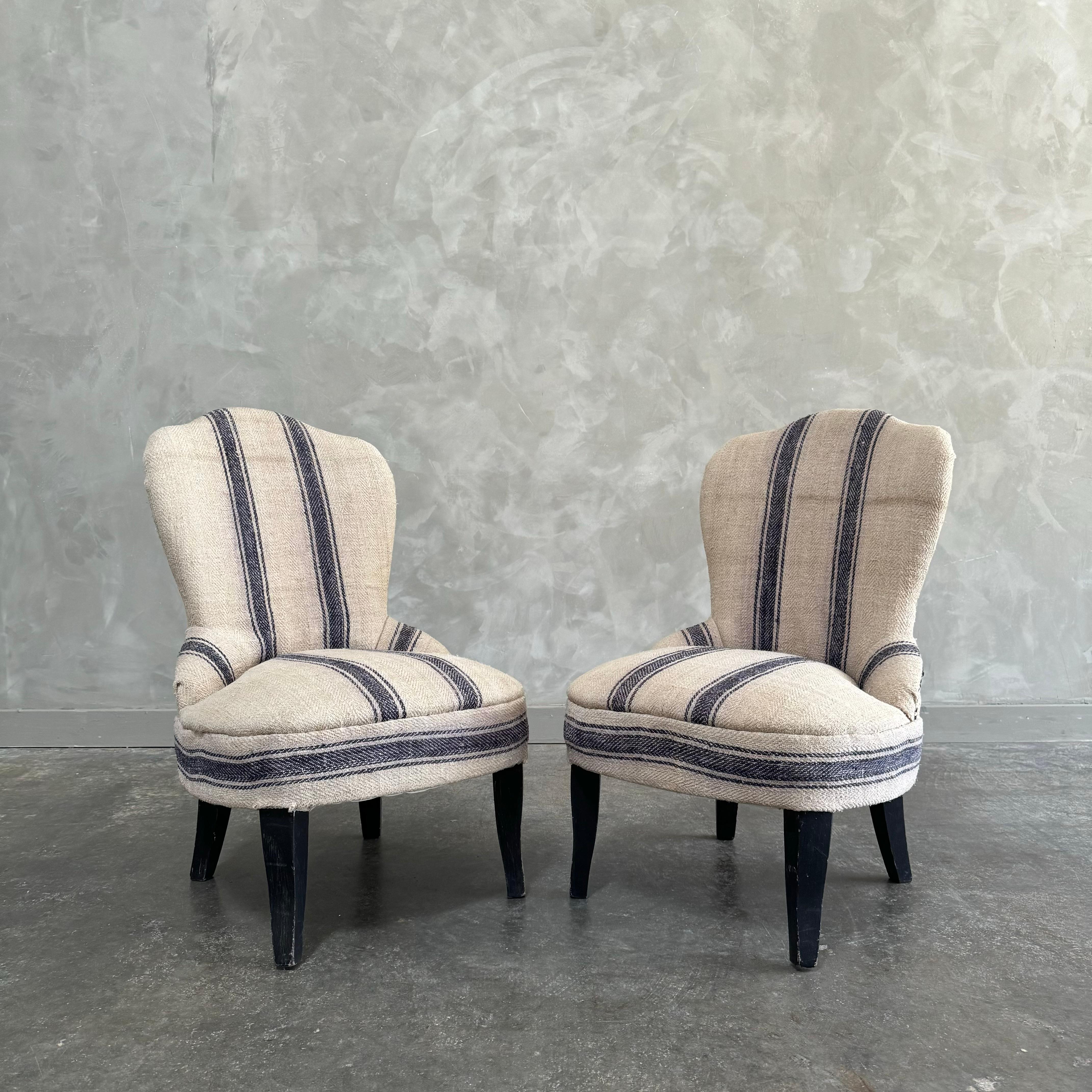 European Pair of small vintage chairs For Sale
