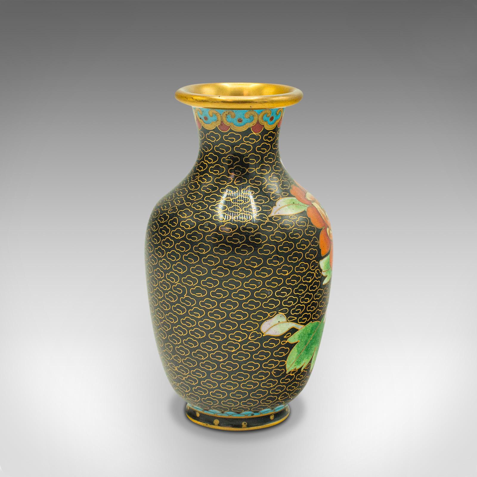 20th Century Pair of Small Vintage Cloisonne Posy Vases, Japanese, Ceramic, Flower, Art Deco For Sale