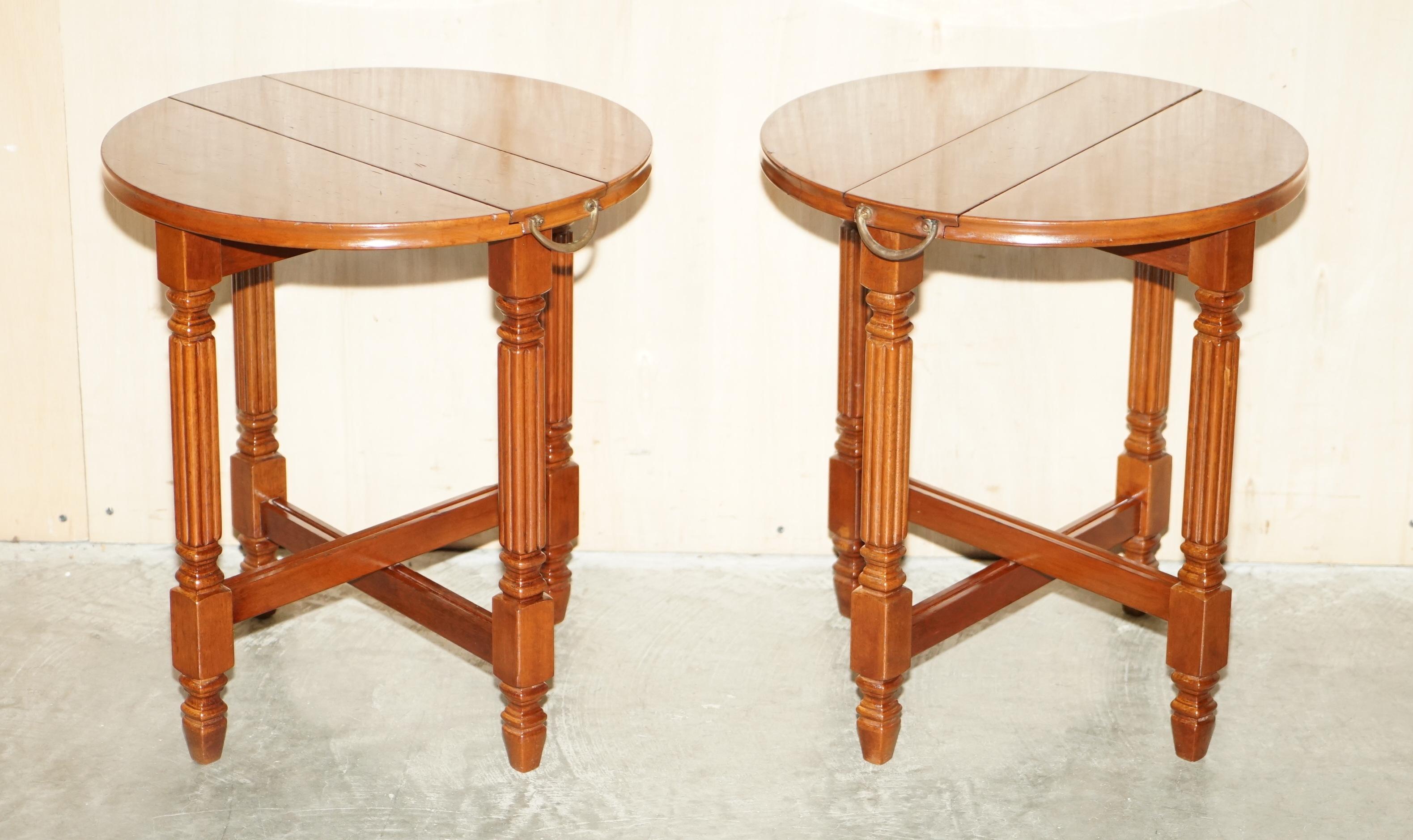 We are delighted to offer for sale this stunning pair of Military Campaign folding side end lamp wine tables

These are a very good looking and well made pair, I’ve not seen another this small, usually they are dining table size, they have a lot