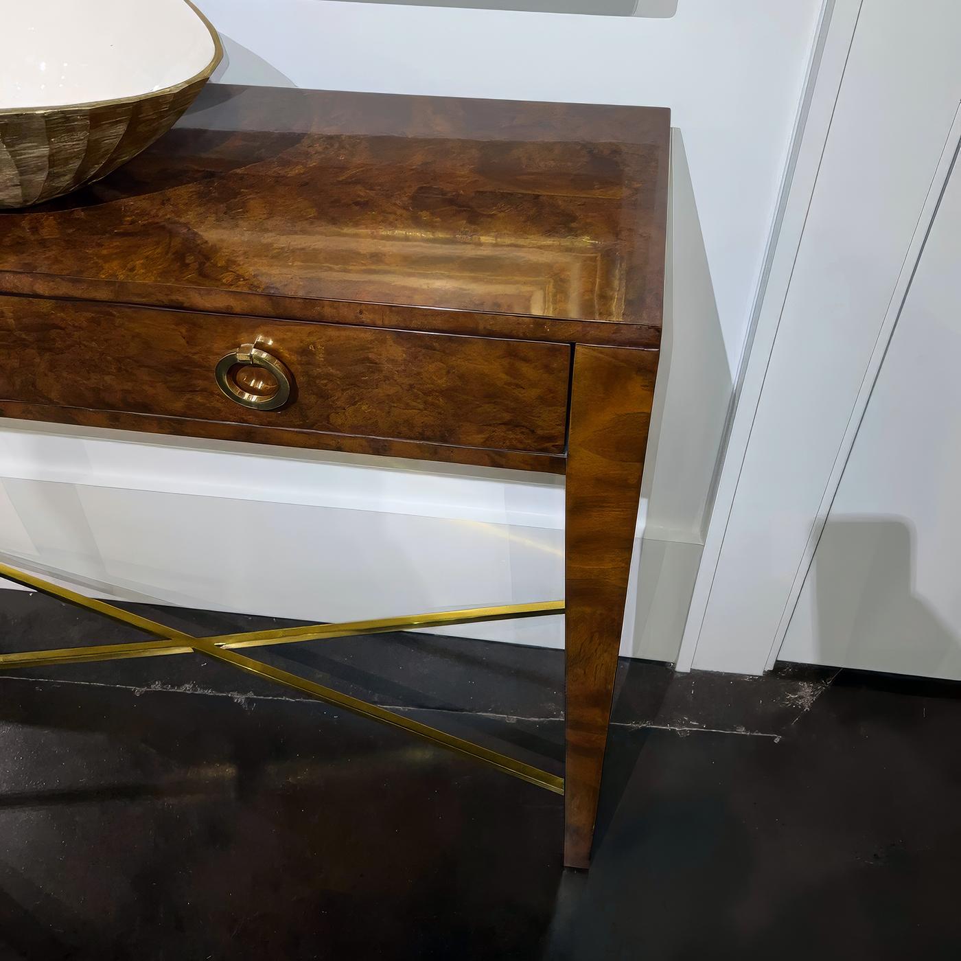Pair of Small Walnut Burl Console Tables In New Condition For Sale In Westwood, NJ