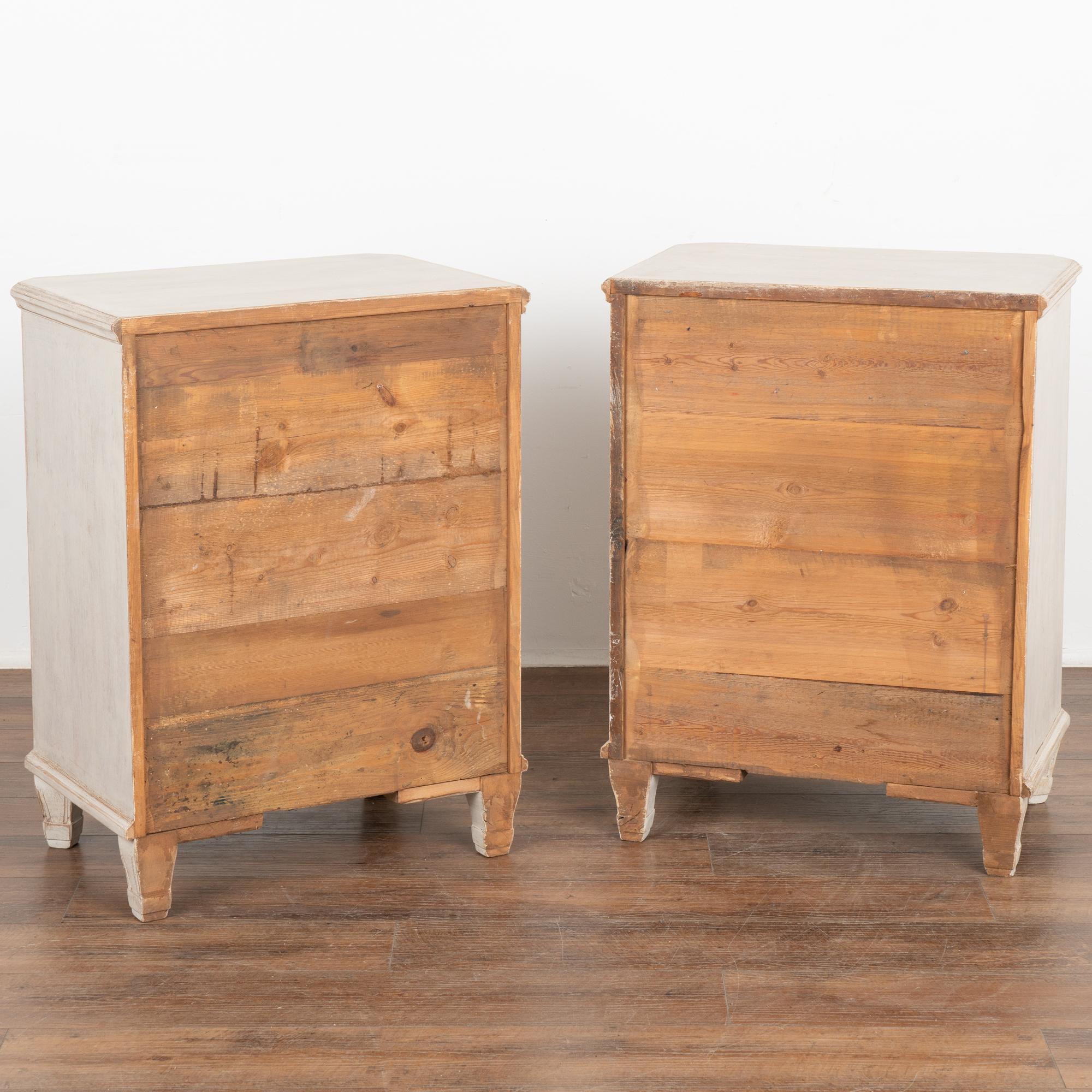 Pair of Small White Chest of Drawers, Nightstands, Sweden circa 1860-80 4