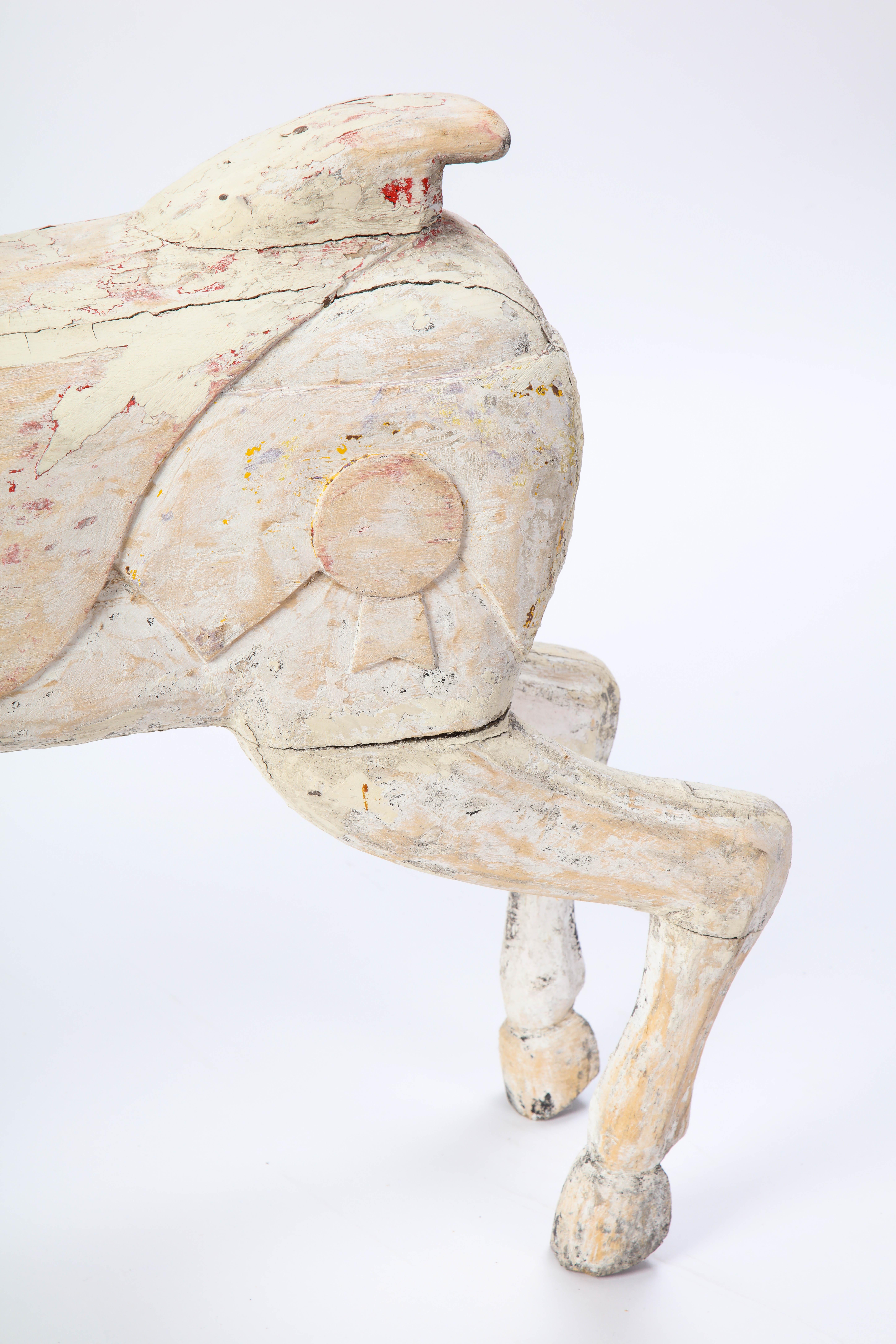 Pair of Small White-Painted Carousel Horses, 20th Century 2
