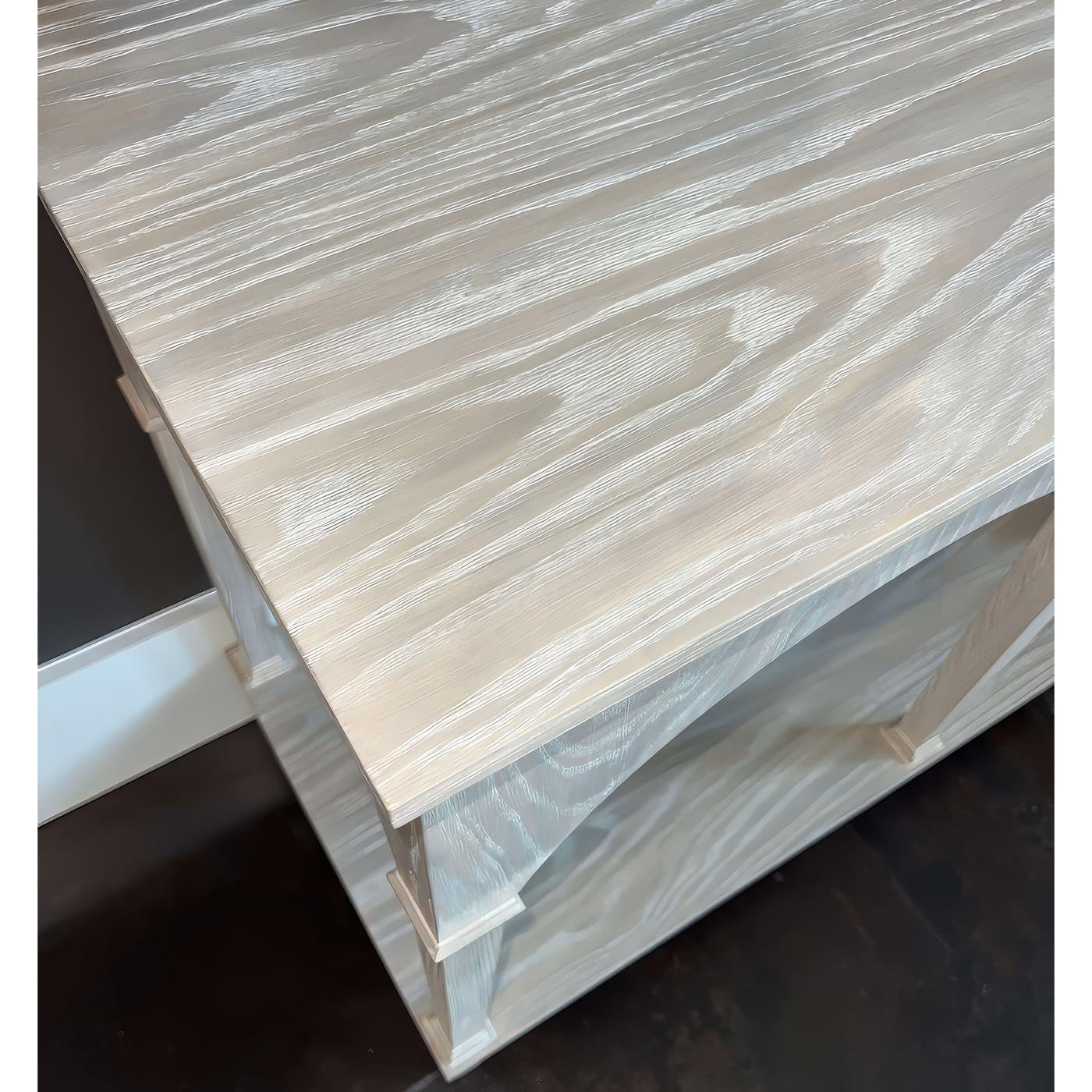 Asian Pair of Small Whitewash Console Tables For Sale