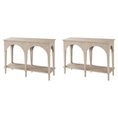 Pair of Small Whitewash Console Tables