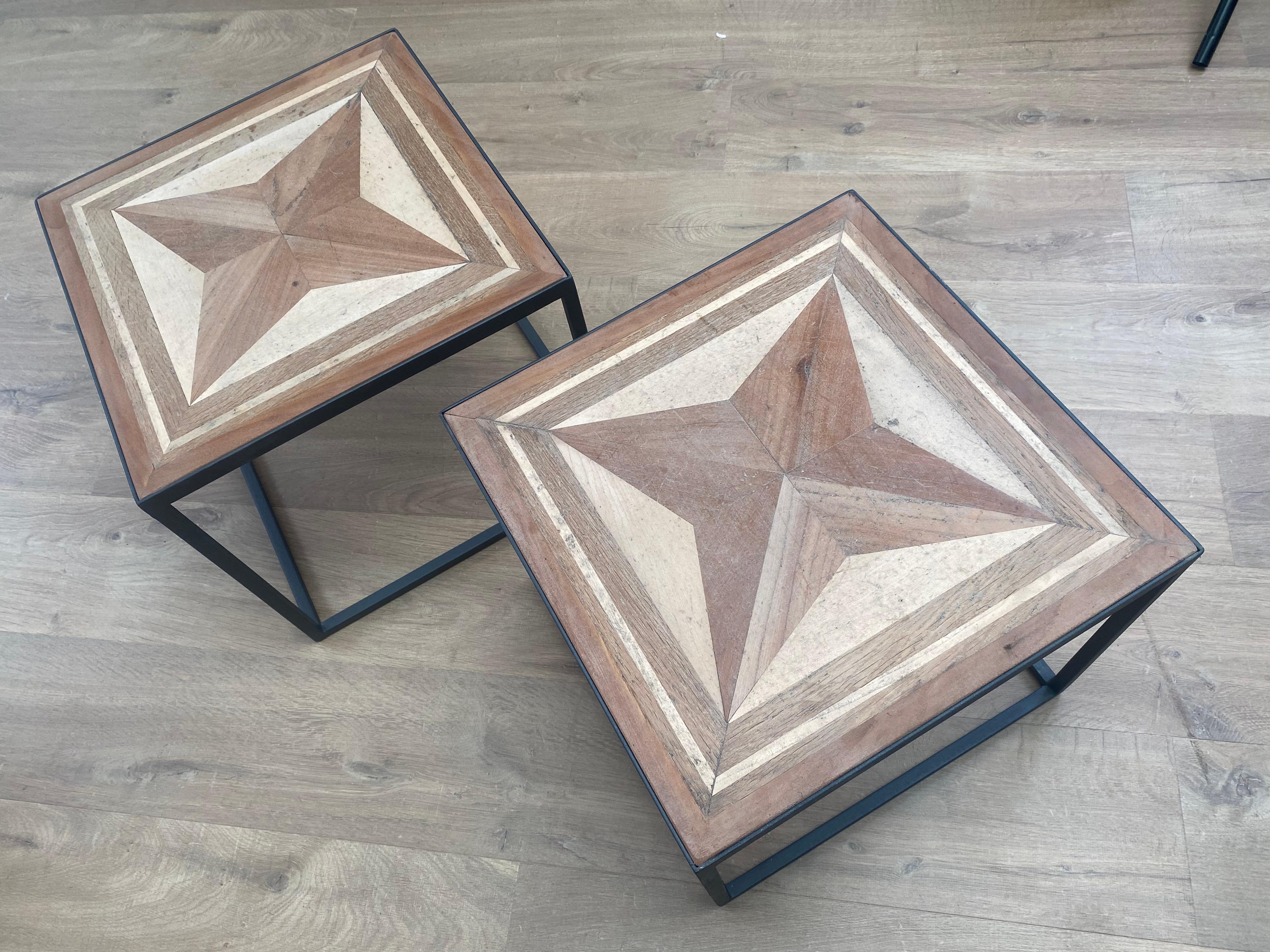 French Pair of small Wooden Coffeetables For Sale