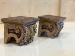 Pair of Small Wooden, Gilded Capitals, Church Decoration Ornament, from 1800