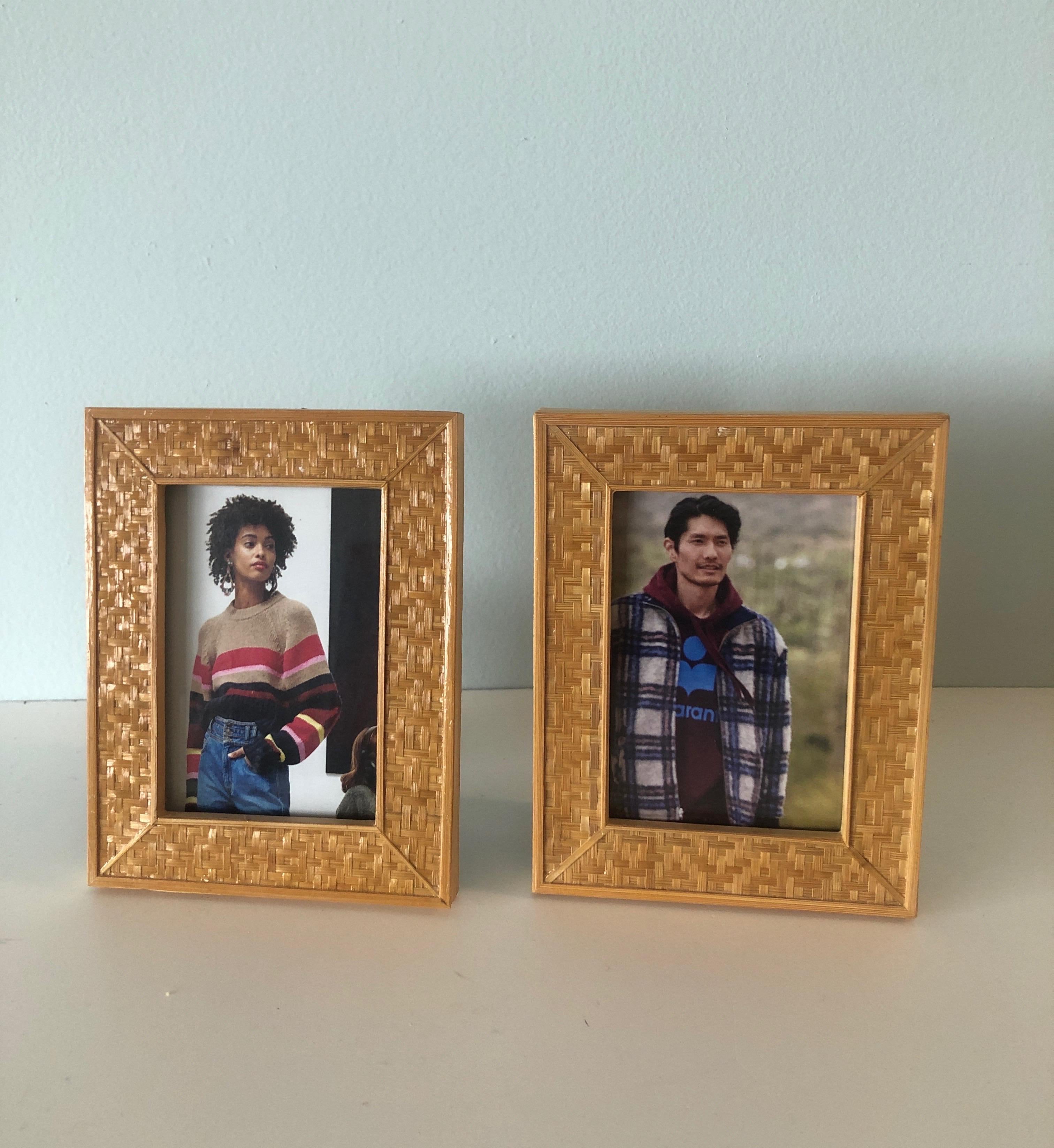 Pair of small woven bamboo decorative picture frames.
Sizes: 5