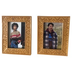 Pair of Small Woven Bamboo Decorative Picture Frames