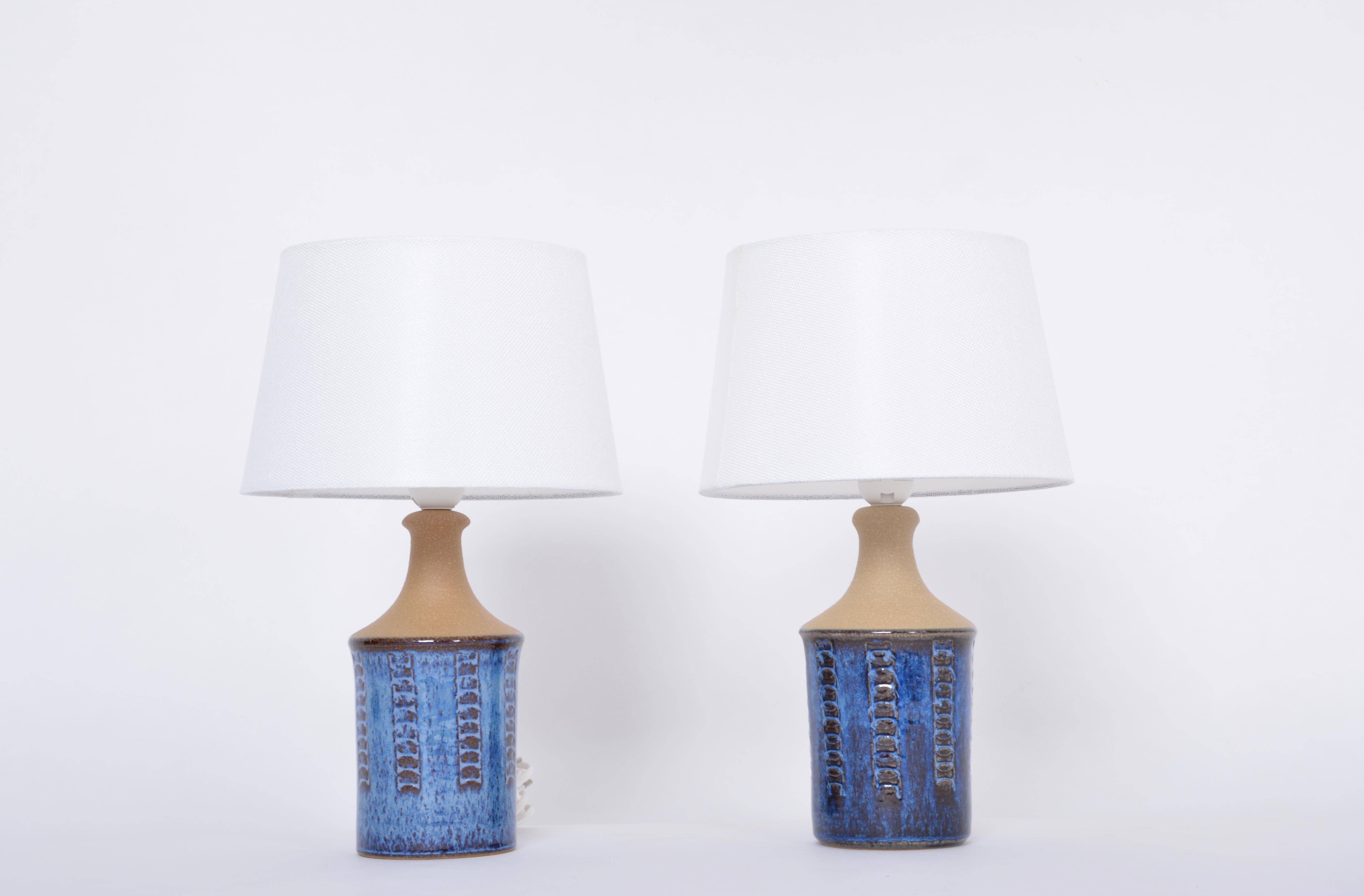 Danish Pair of Smalll Blue Mid-Century Modern Table Lamps by Maria Philippi for Soholm For Sale