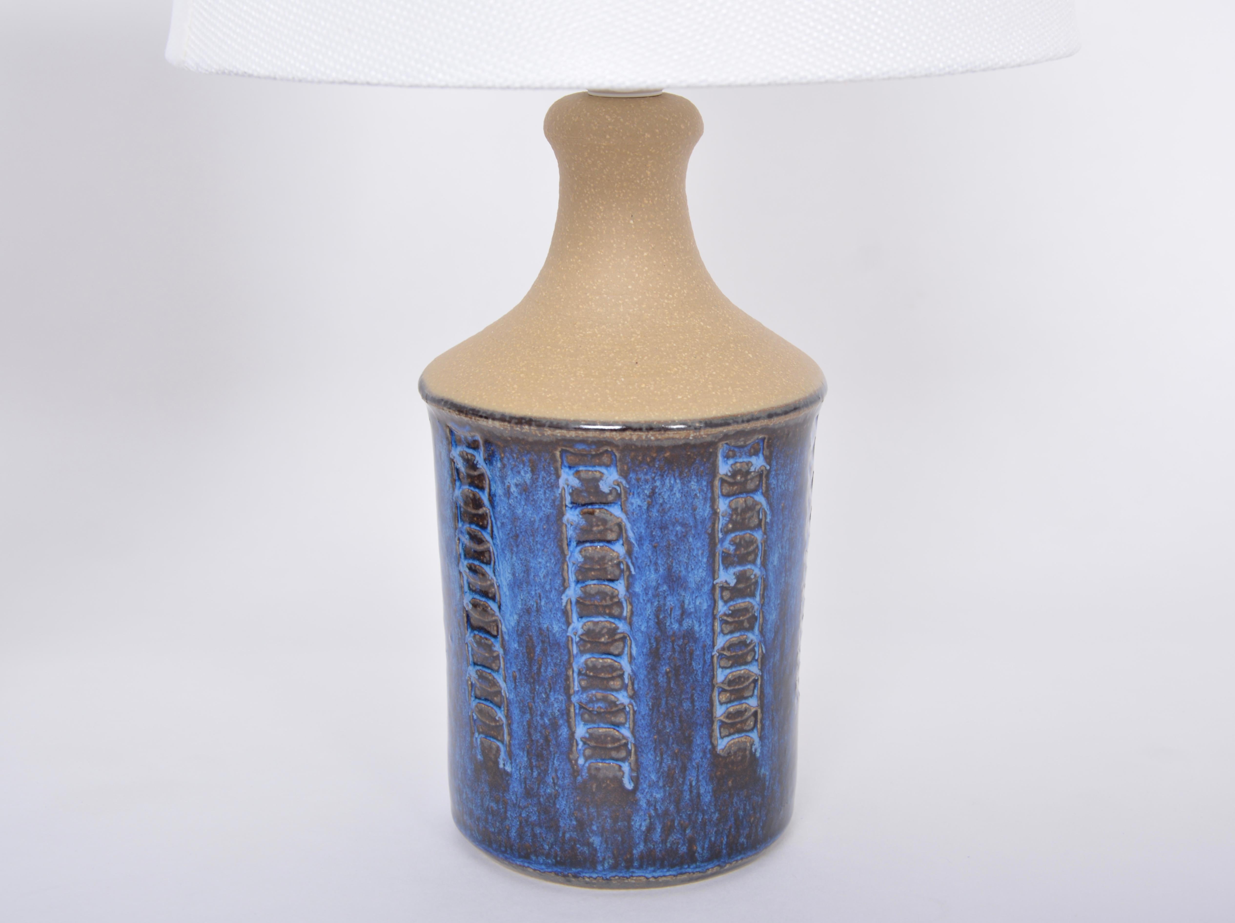 Glazed Pair of Smalll Blue Mid-Century Modern Table Lamps by Maria Philippi for Soholm For Sale