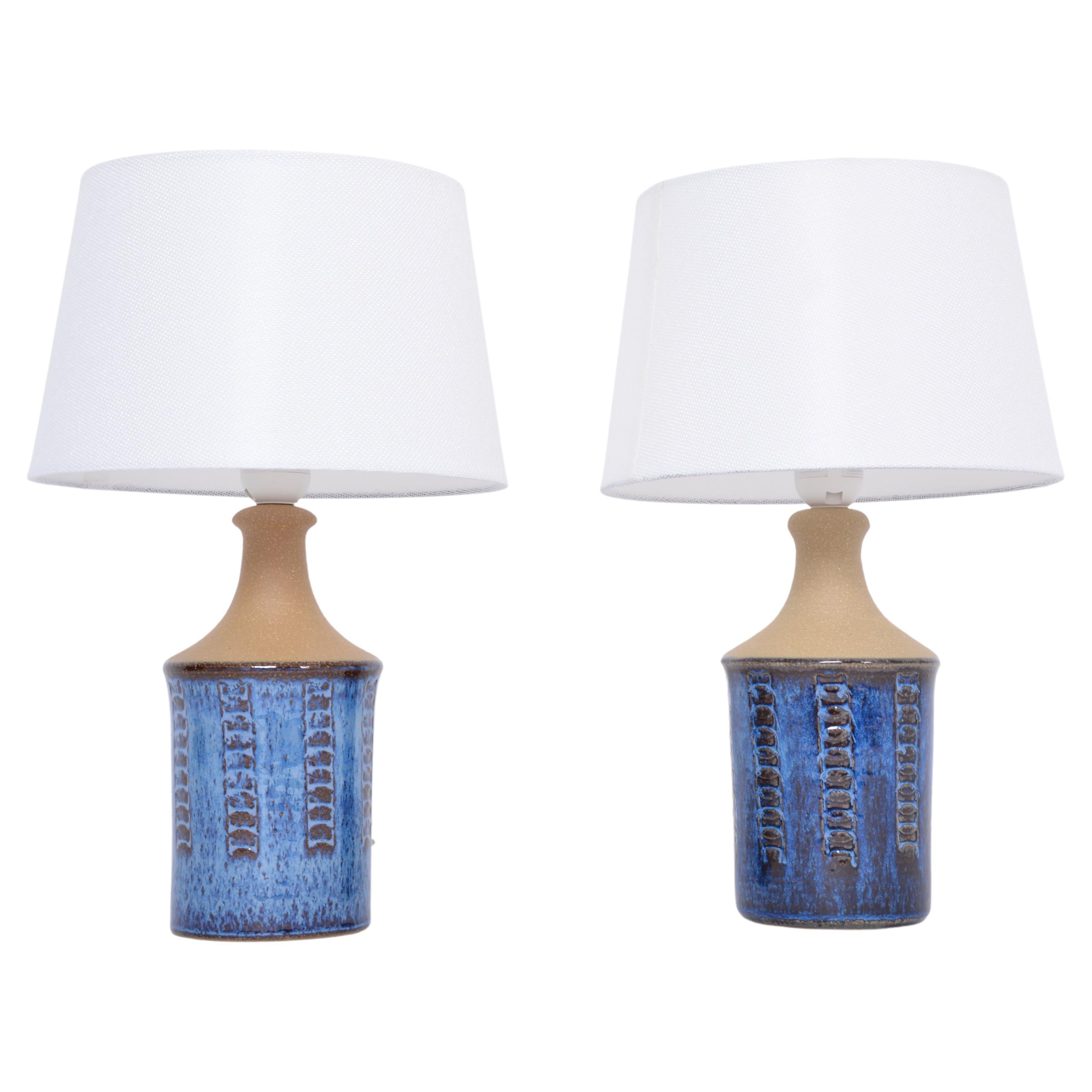 Pair of Smalll Blue Mid-Century Modern Table Lamps by Maria Philippi for Soholm For Sale