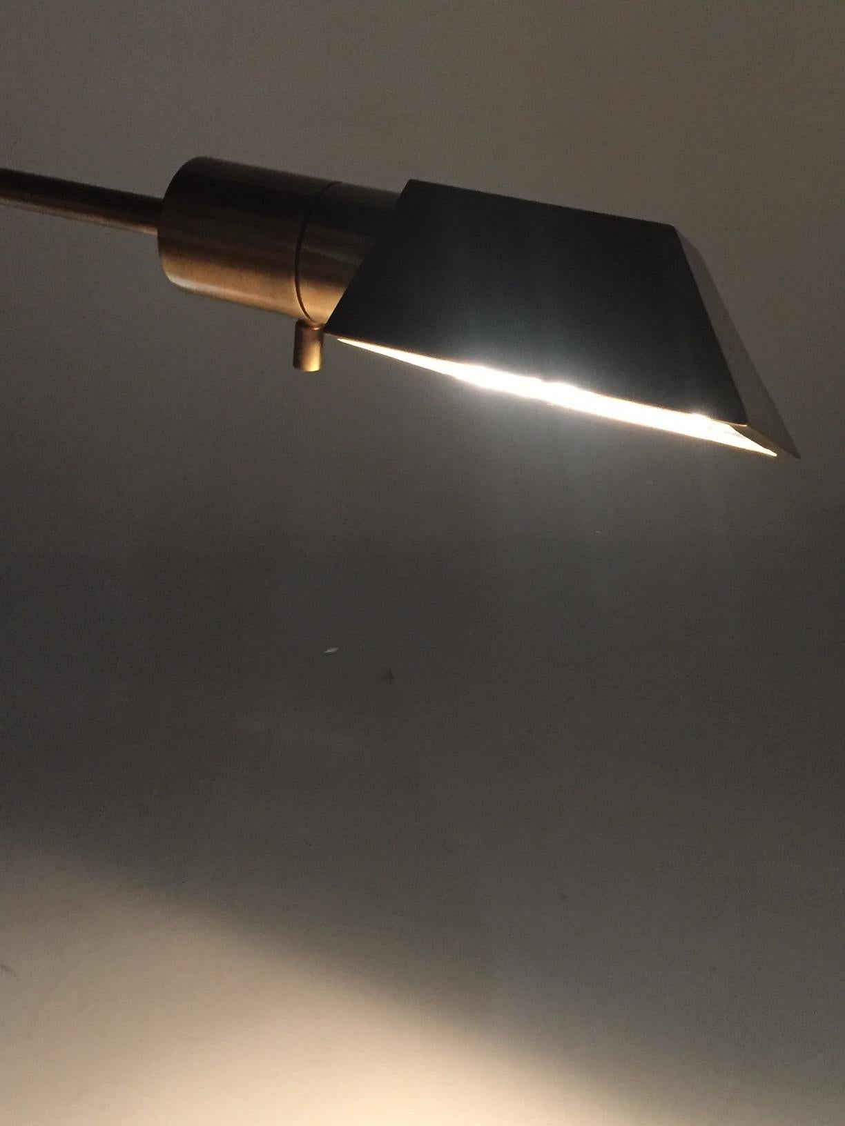 Mid-Century Modern Pair of Smart Brass Adjustable Swing Arm Floor Lamps
