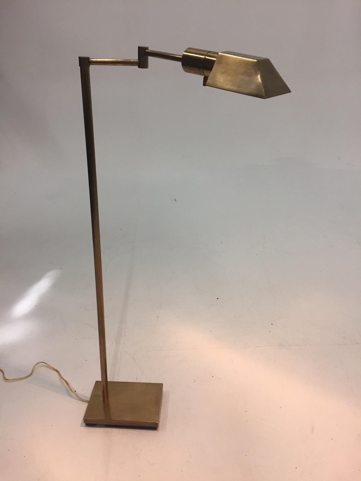 Pair of Smart Brass Adjustable Swing Arm Floor Lamps 3