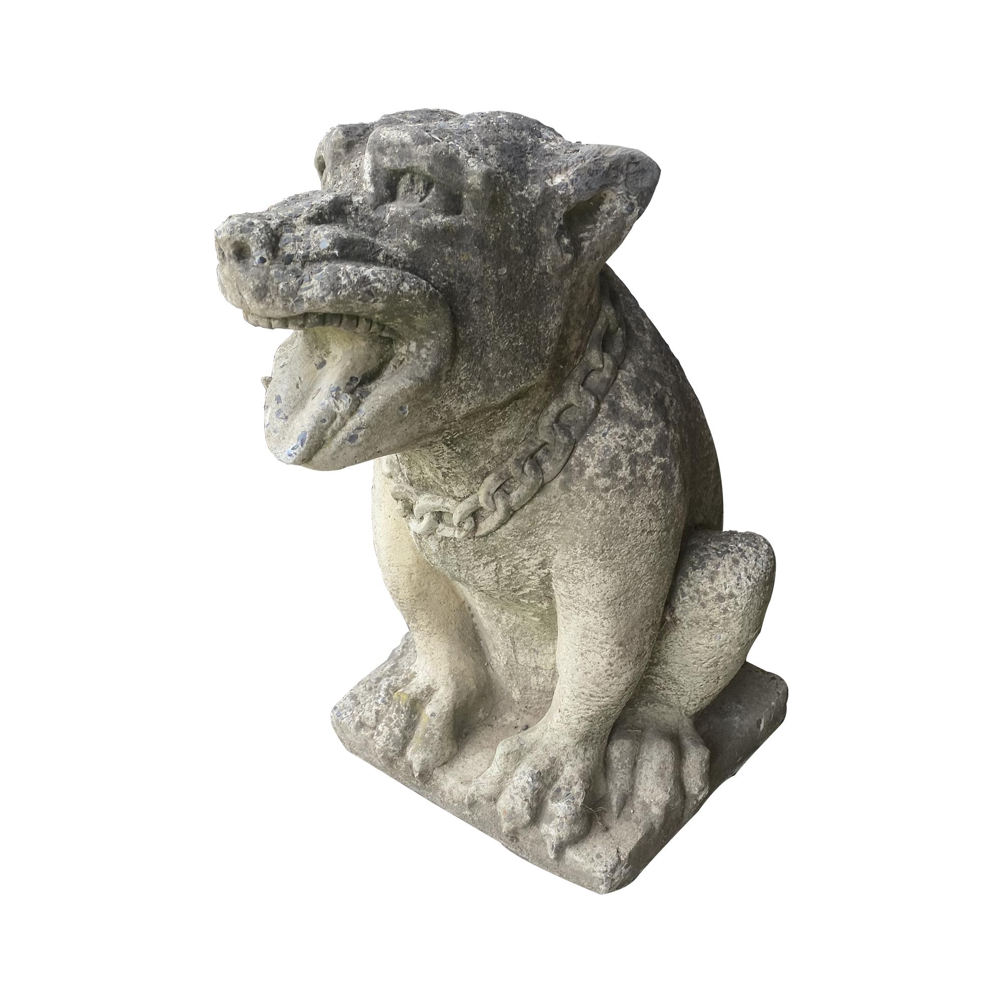 Concrete Pair of Smiling Gargoyle Sculptures