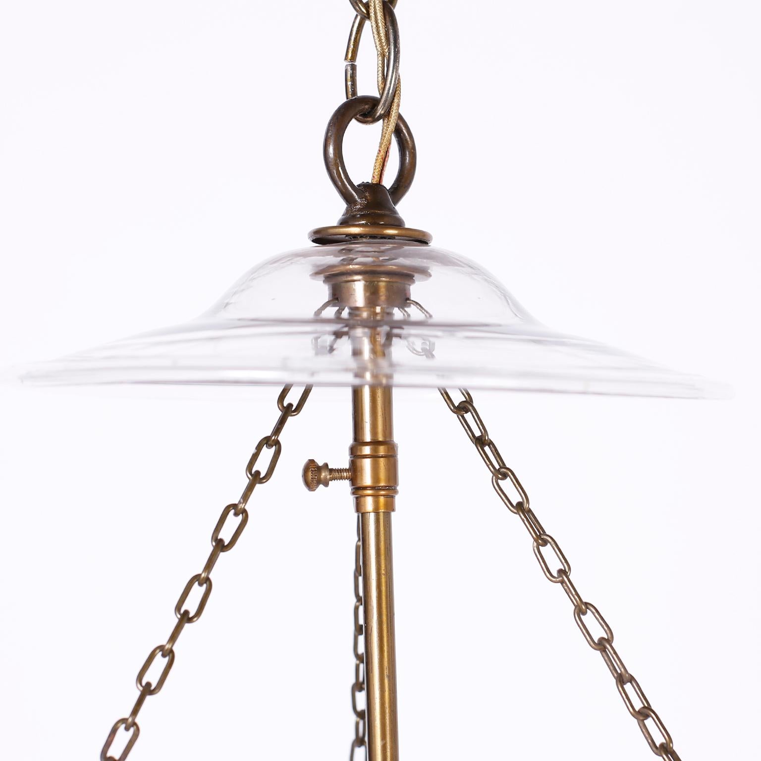 British Colonial Pair of Smoke Bell Light Fixtures, Priced Individually