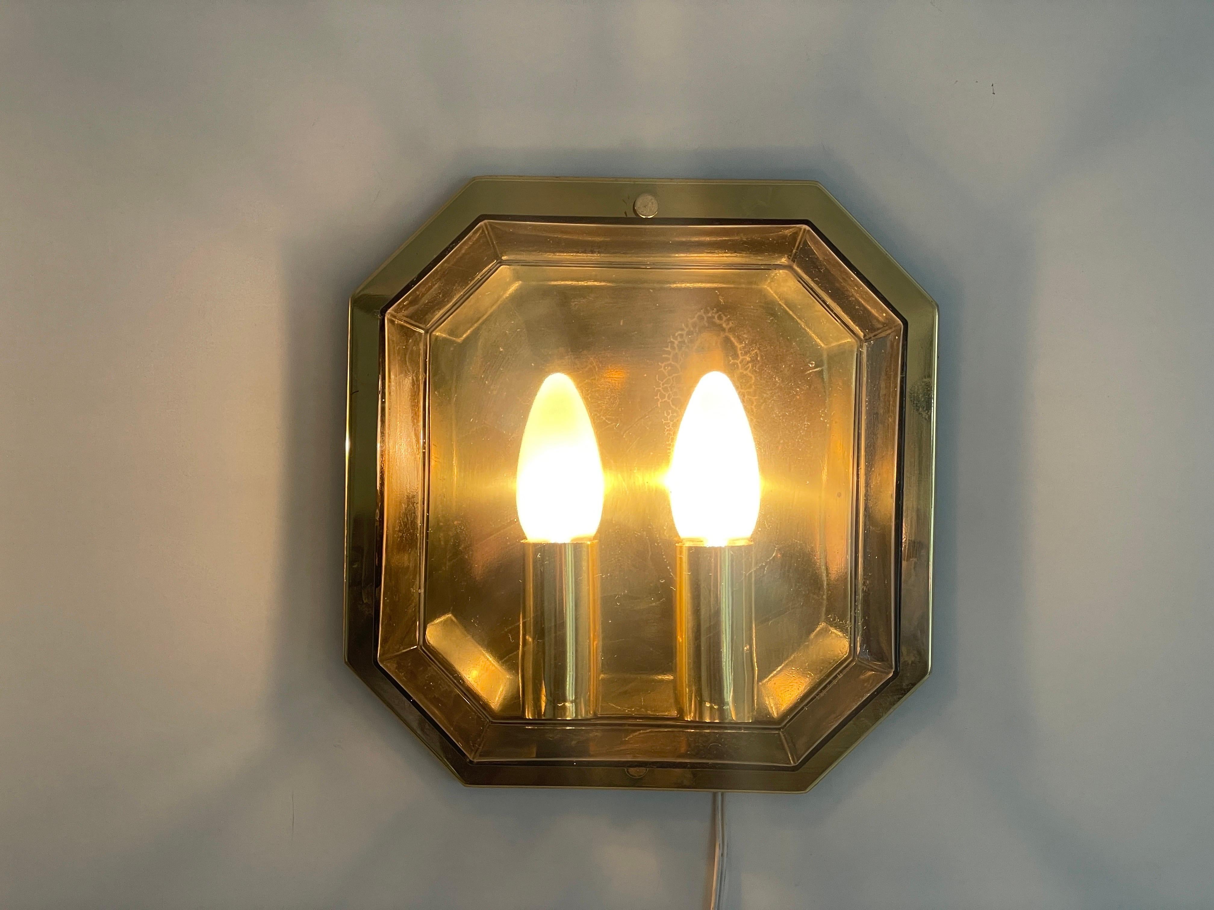 Pair of Smoke Glass & Brass Sconces by Limburg, 1970s, Germany For Sale 13