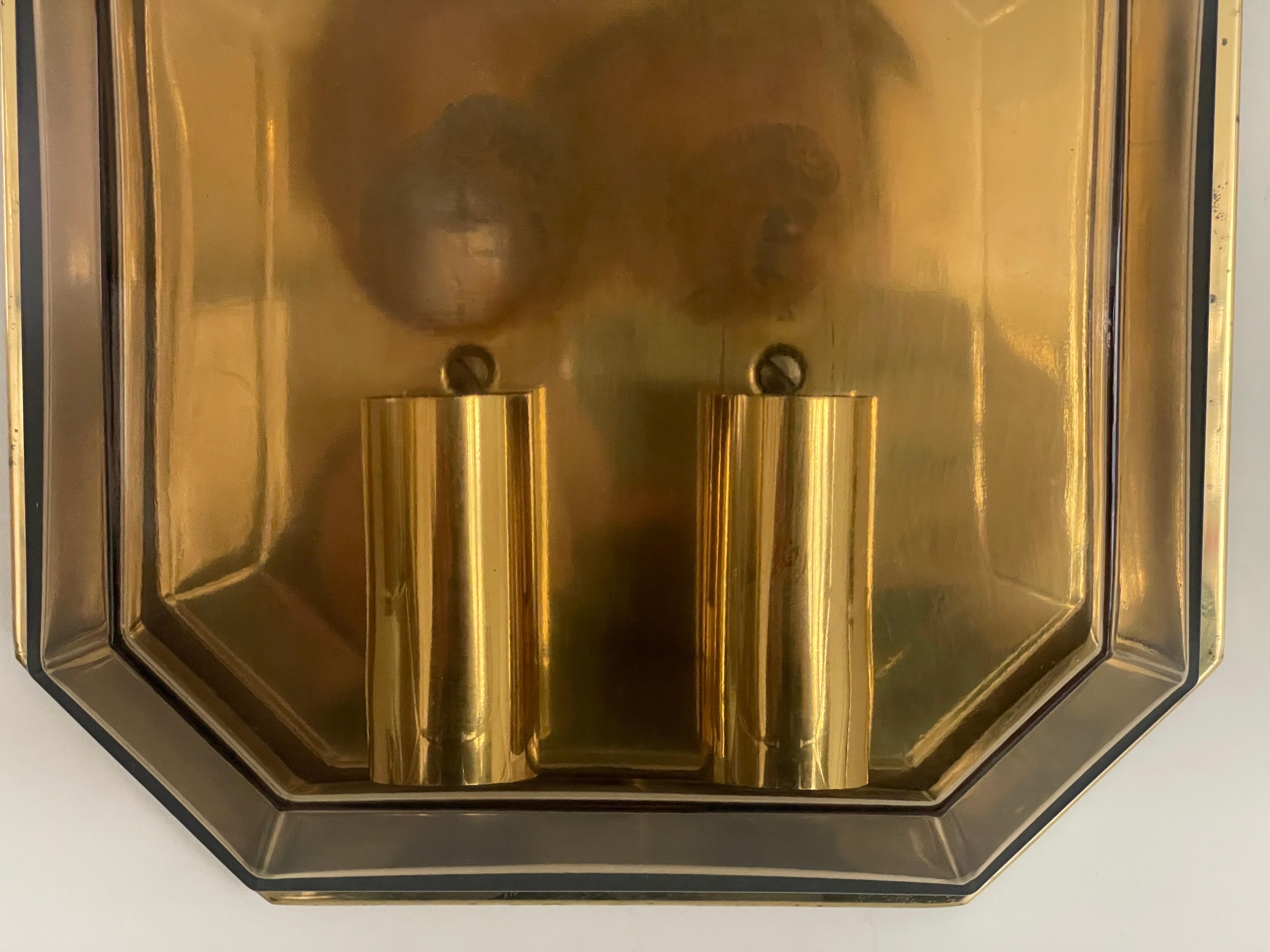 Pair of Smoke Glass & Brass Sconces by Limburg, 1970s, Germany For Sale 3