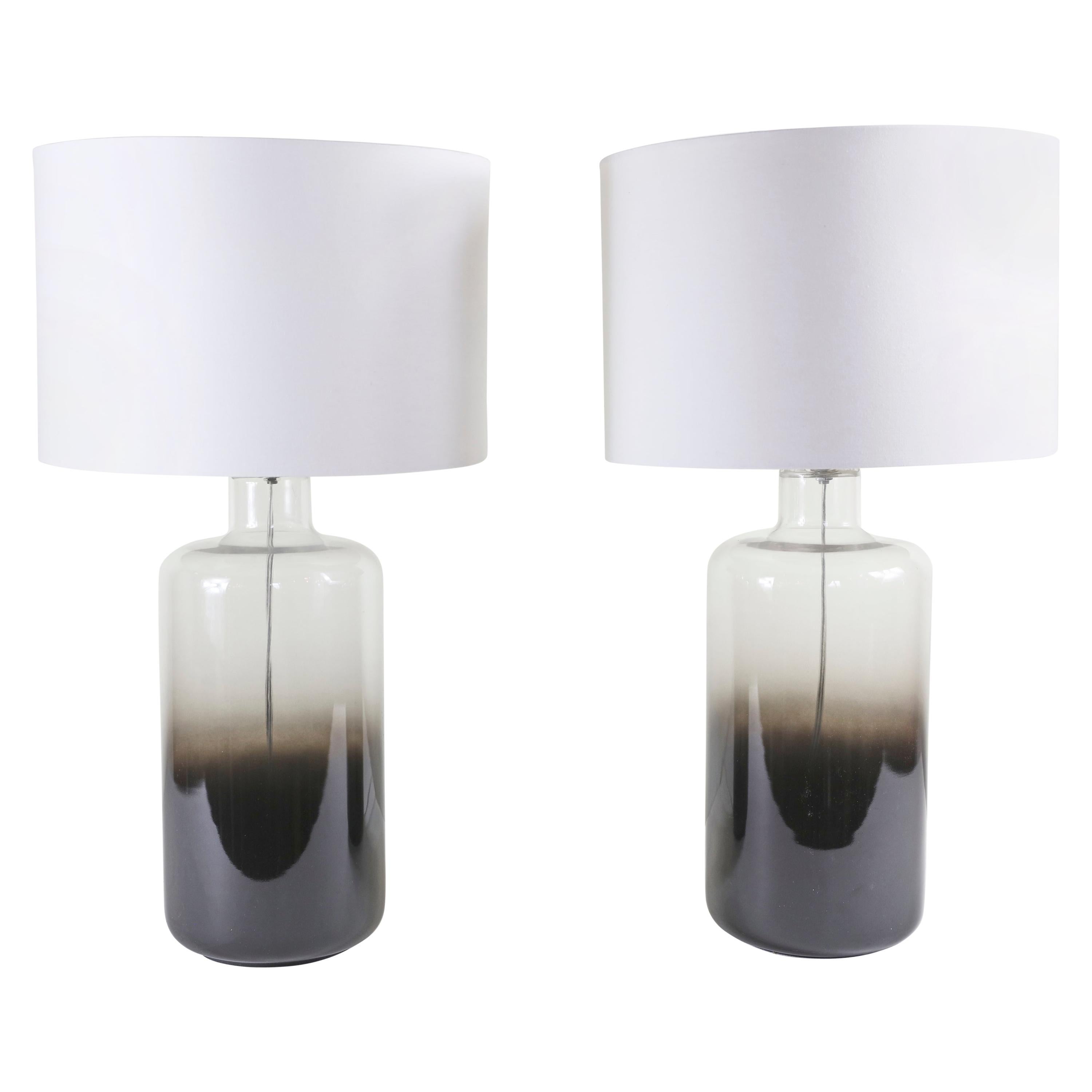 Pair of Smoke Glass Table Lamps