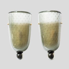 Pair of Smoke grey colour murano glass sconces attributed to Seguso