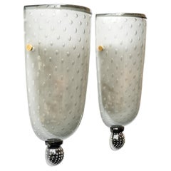Pair of Smoke grey colour murano glass sconces attributed to Seguso